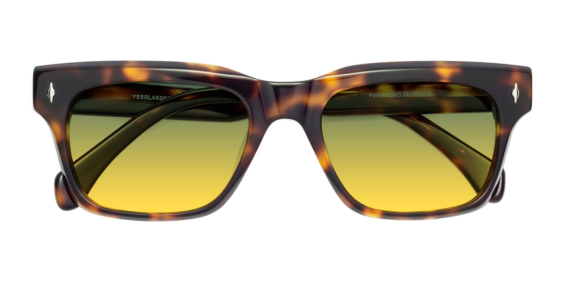 Folded Front of Forbes in Tortoise with Green / Yellow Gradient Lenses