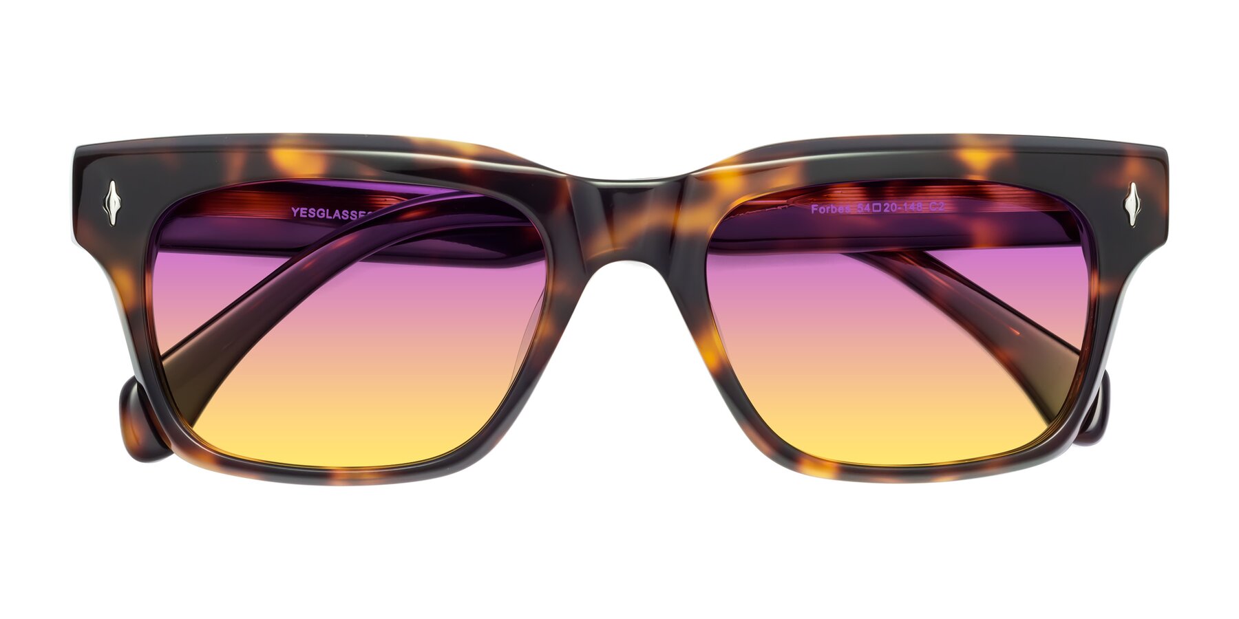 Folded Front of Forbes in Tortoise with Purple / Yellow Gradient Lenses
