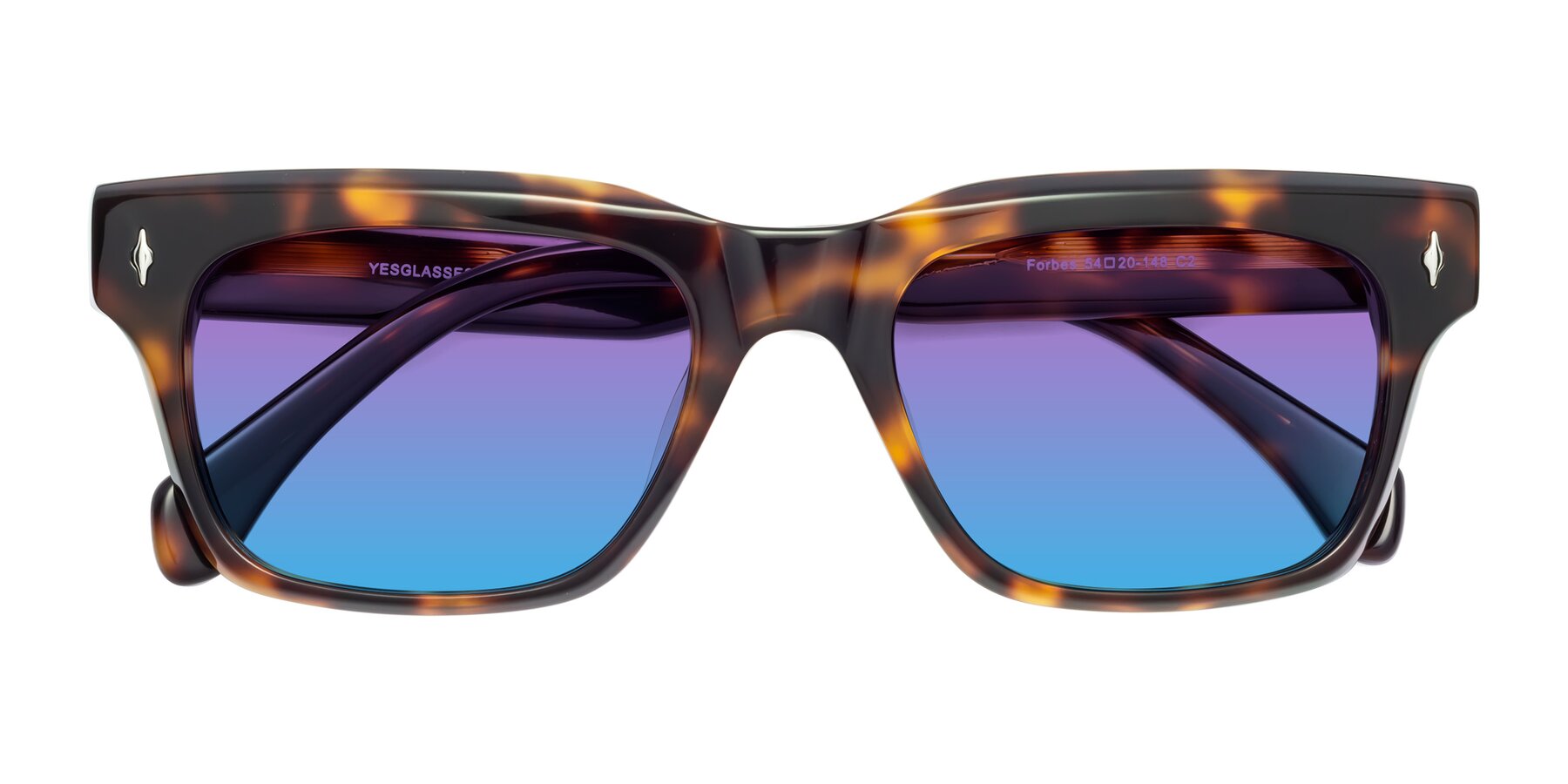 Folded Front of Forbes in Tortoise with Purple / Blue Gradient Lenses