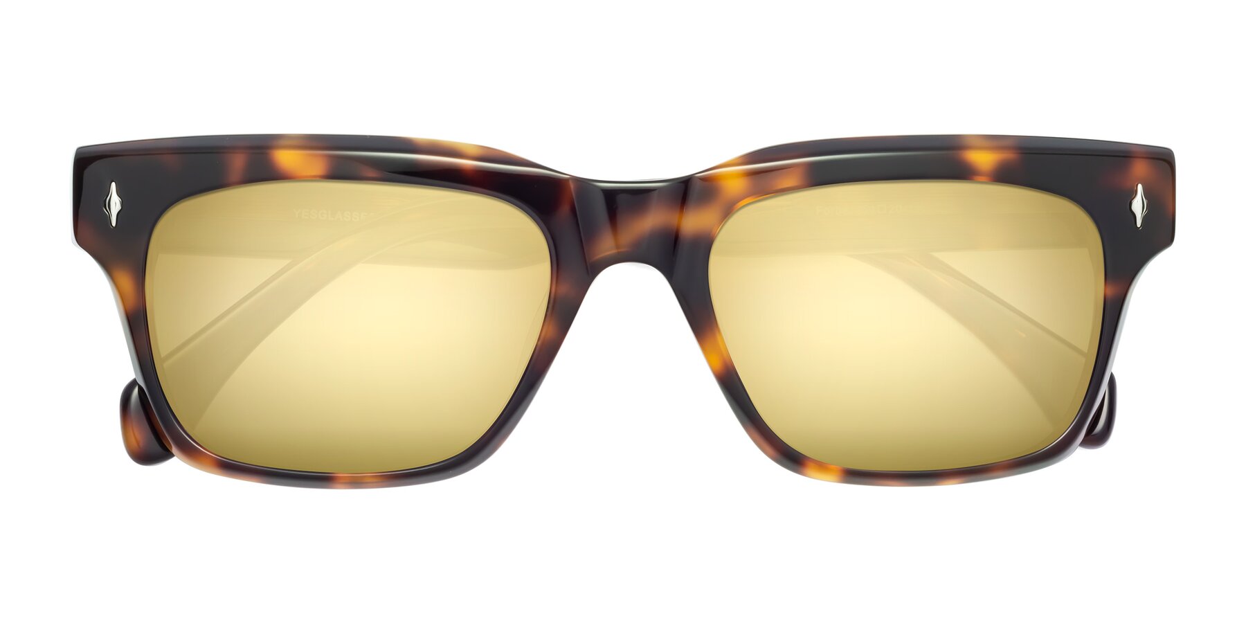 Folded Front of Forbes in Tortoise with Gold Mirrored Lenses