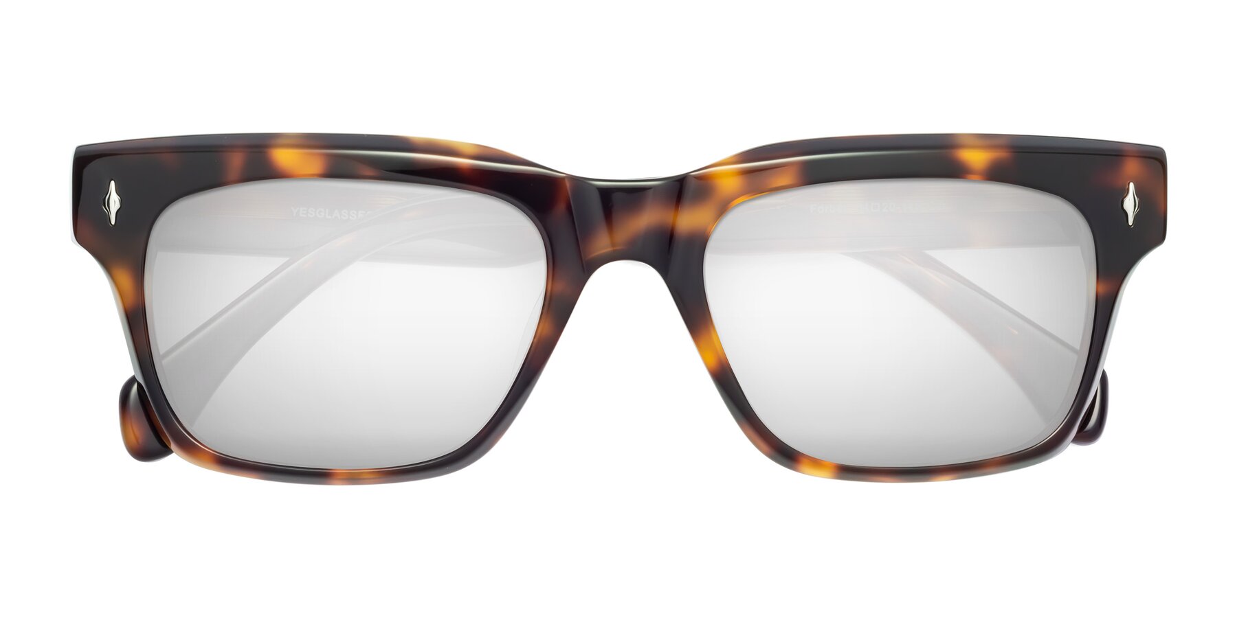 Folded Front of Forbes in Tortoise with Silver Mirrored Lenses