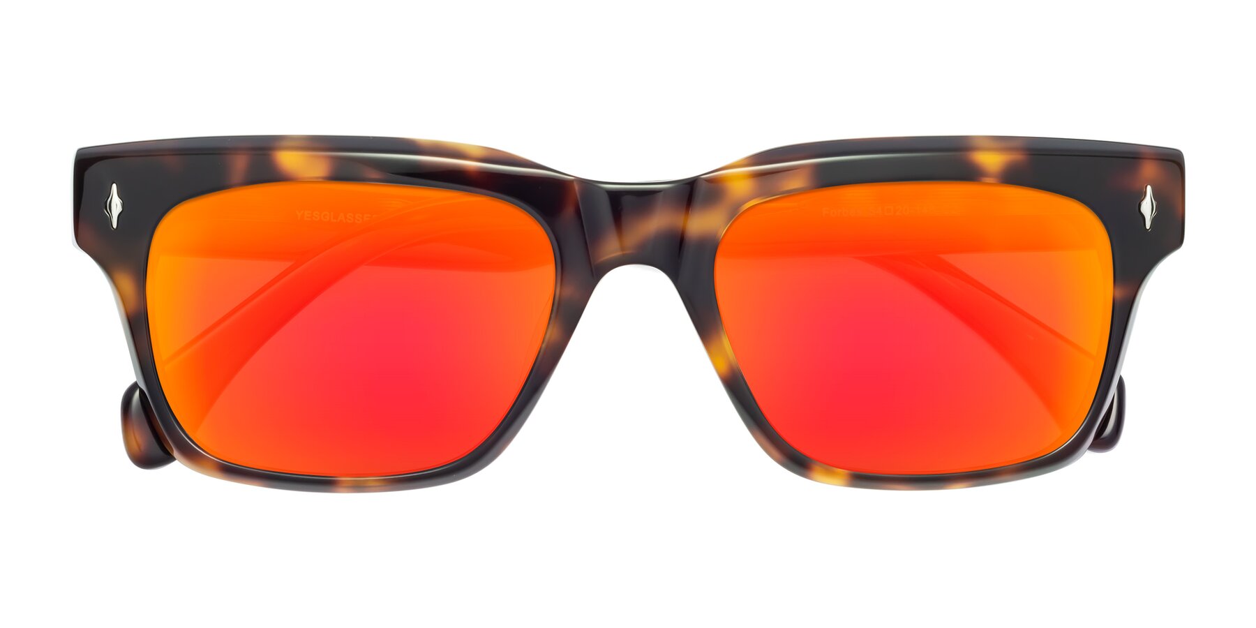 Folded Front of Forbes in Tortoise with Red Gold Mirrored Lenses