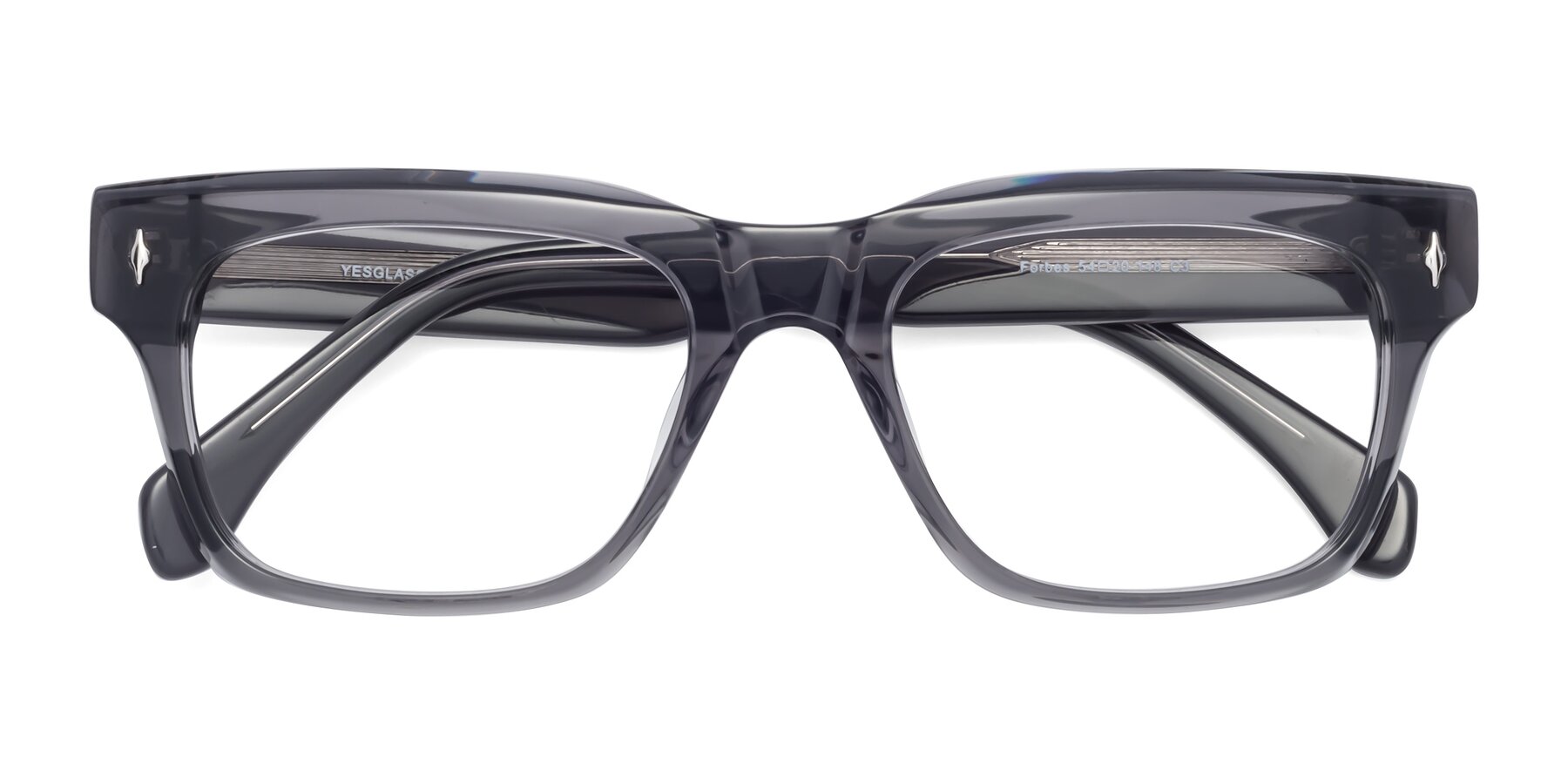 Folded Front of Forbes in Gray with Clear Eyeglass Lenses