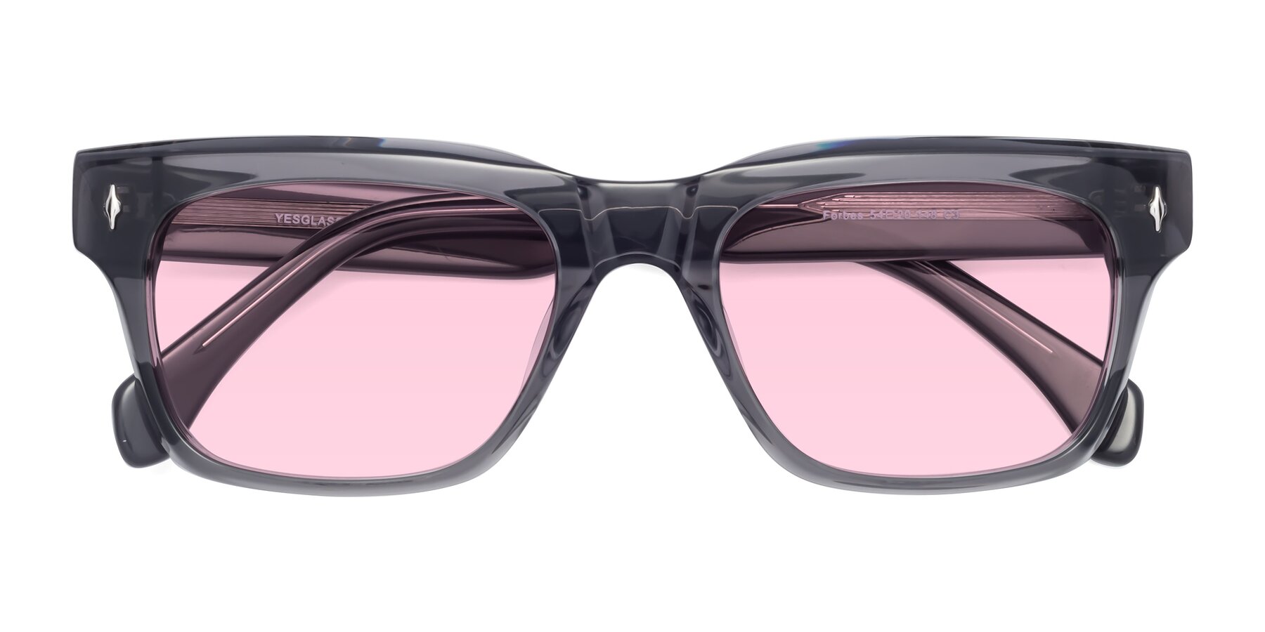 Folded Front of Forbes in Gray with Light Pink Tinted Lenses