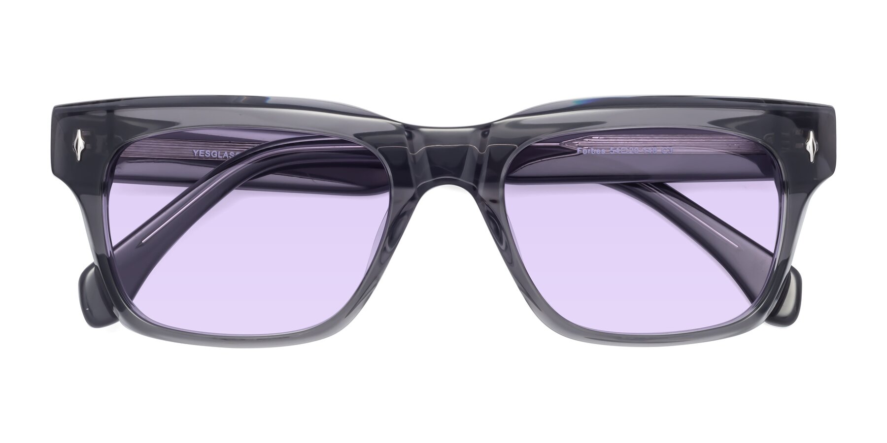 Folded Front of Forbes in Gray with Light Purple Tinted Lenses