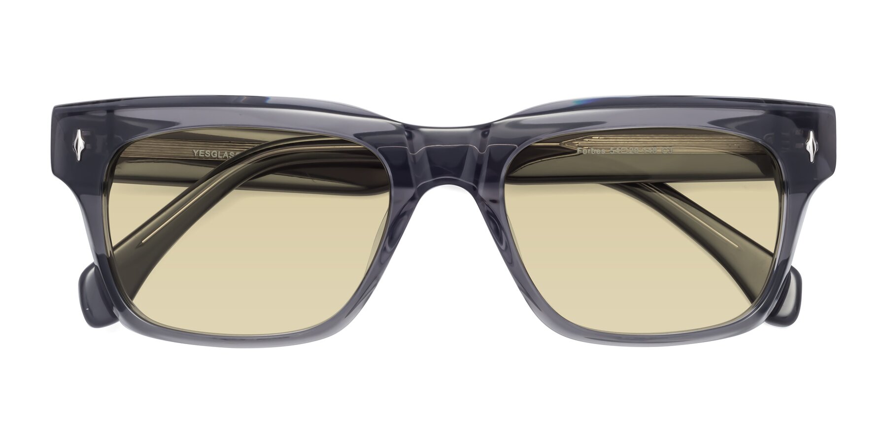 Folded Front of Forbes in Gray with Light Champagne Tinted Lenses