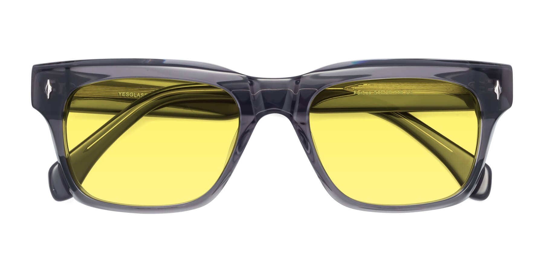 Folded Front of Forbes in Gray with Medium Yellow Tinted Lenses