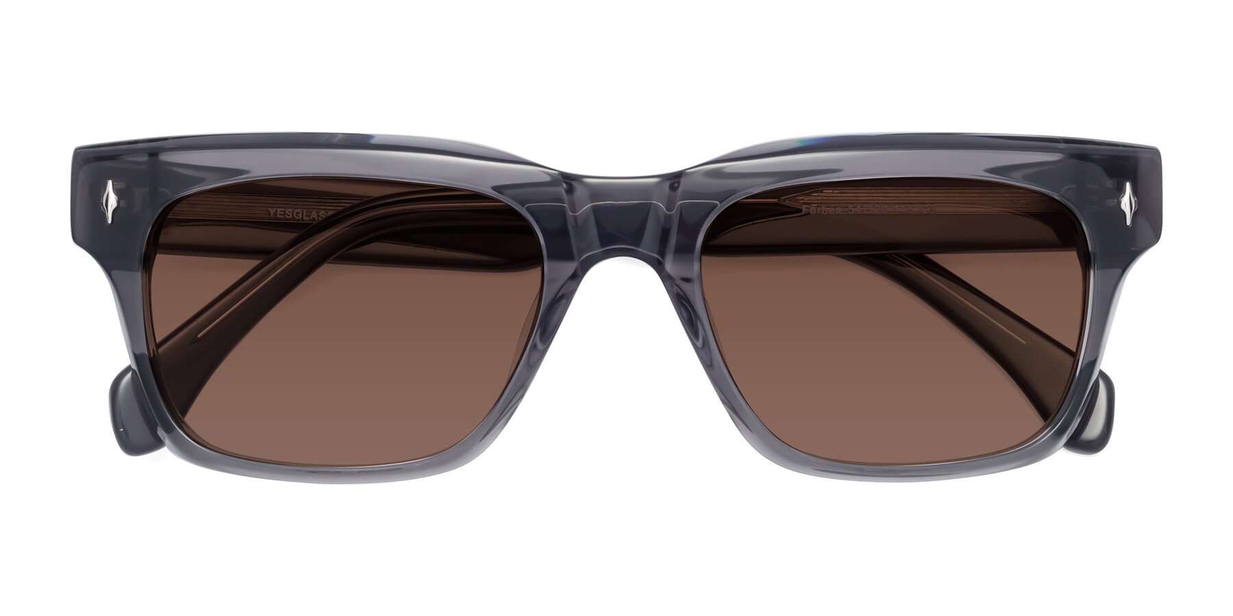 Folded Front of Forbes in Gray with Brown Tinted Lenses