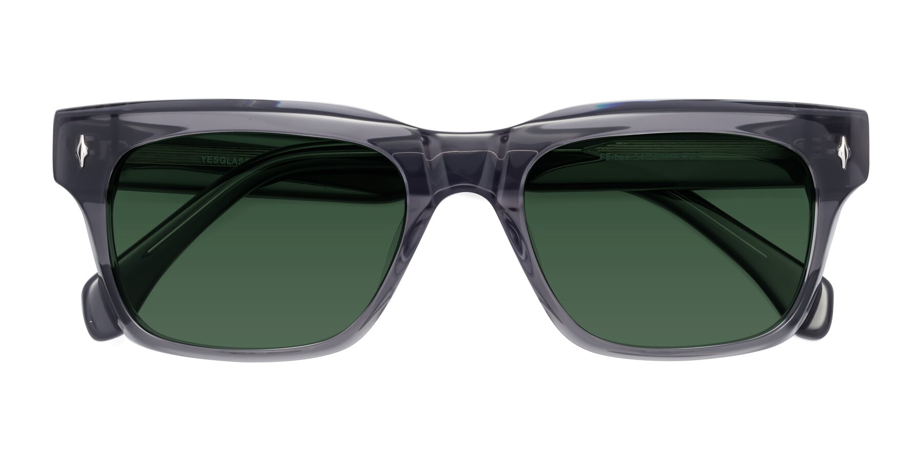 Folded Front of Forbes in Gray with Green Tinted Lenses