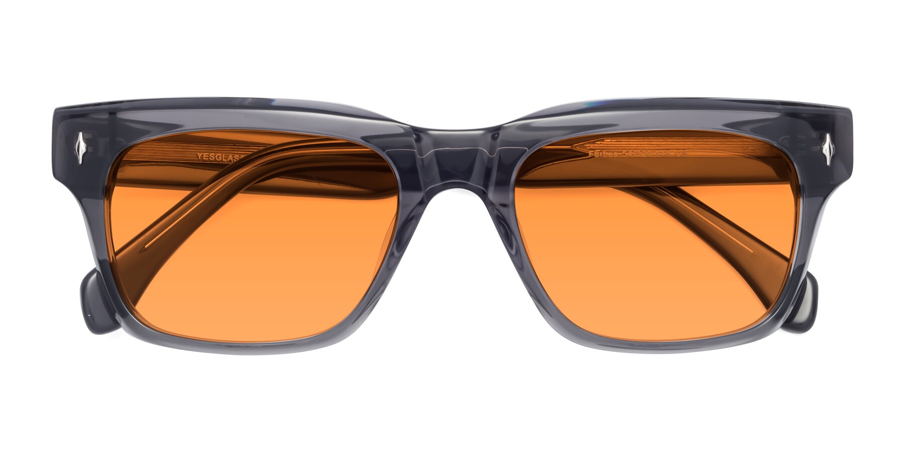 Folded Front of Forbes in Gray with Orange Tinted Lenses