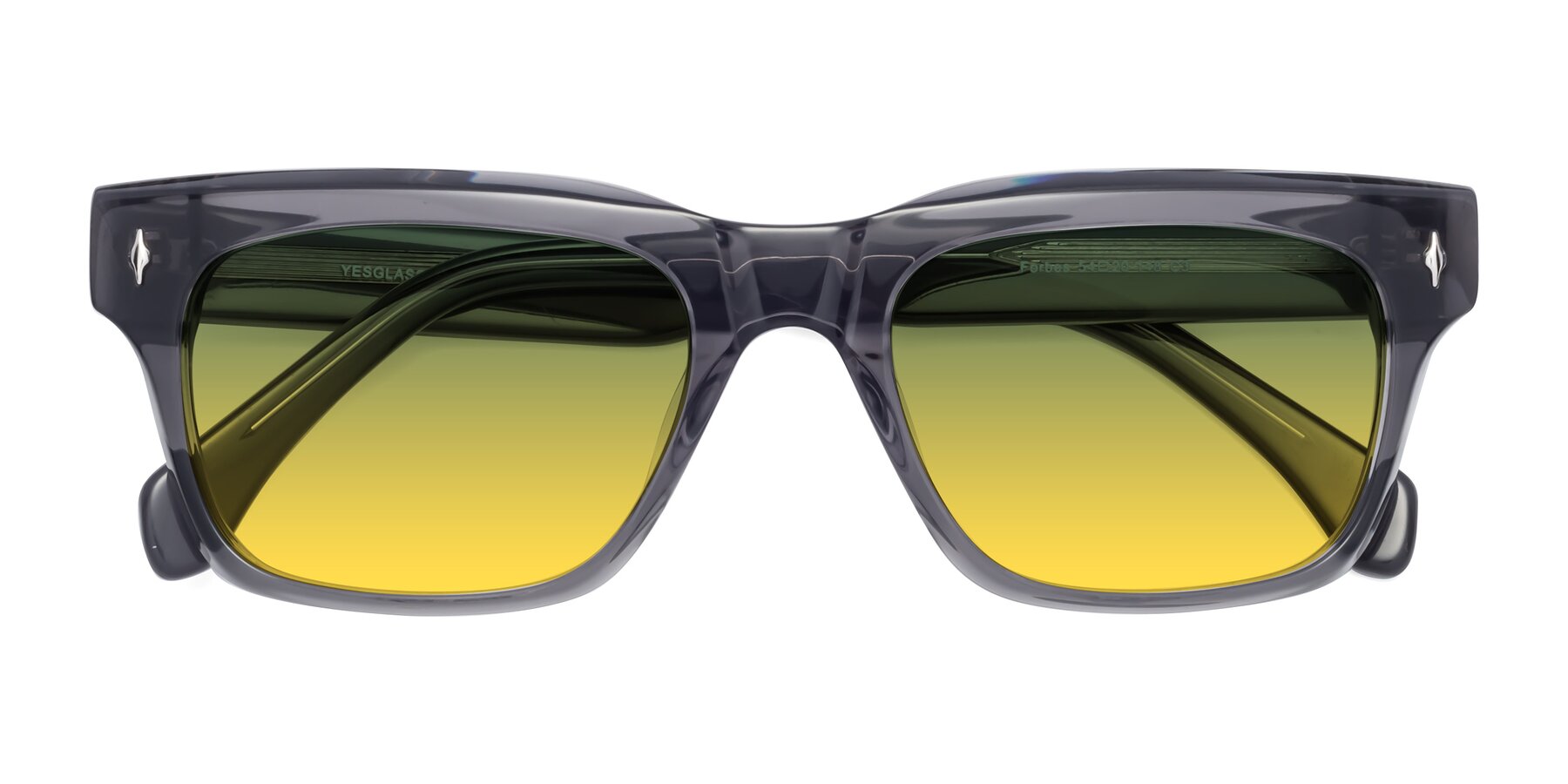Folded Front of Forbes in Gray with Green / Yellow Gradient Lenses