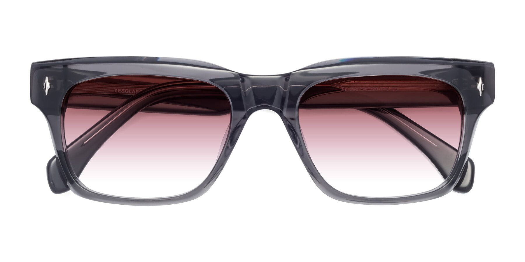 Folded Front of Forbes in Gray with Garnet Gradient Lenses