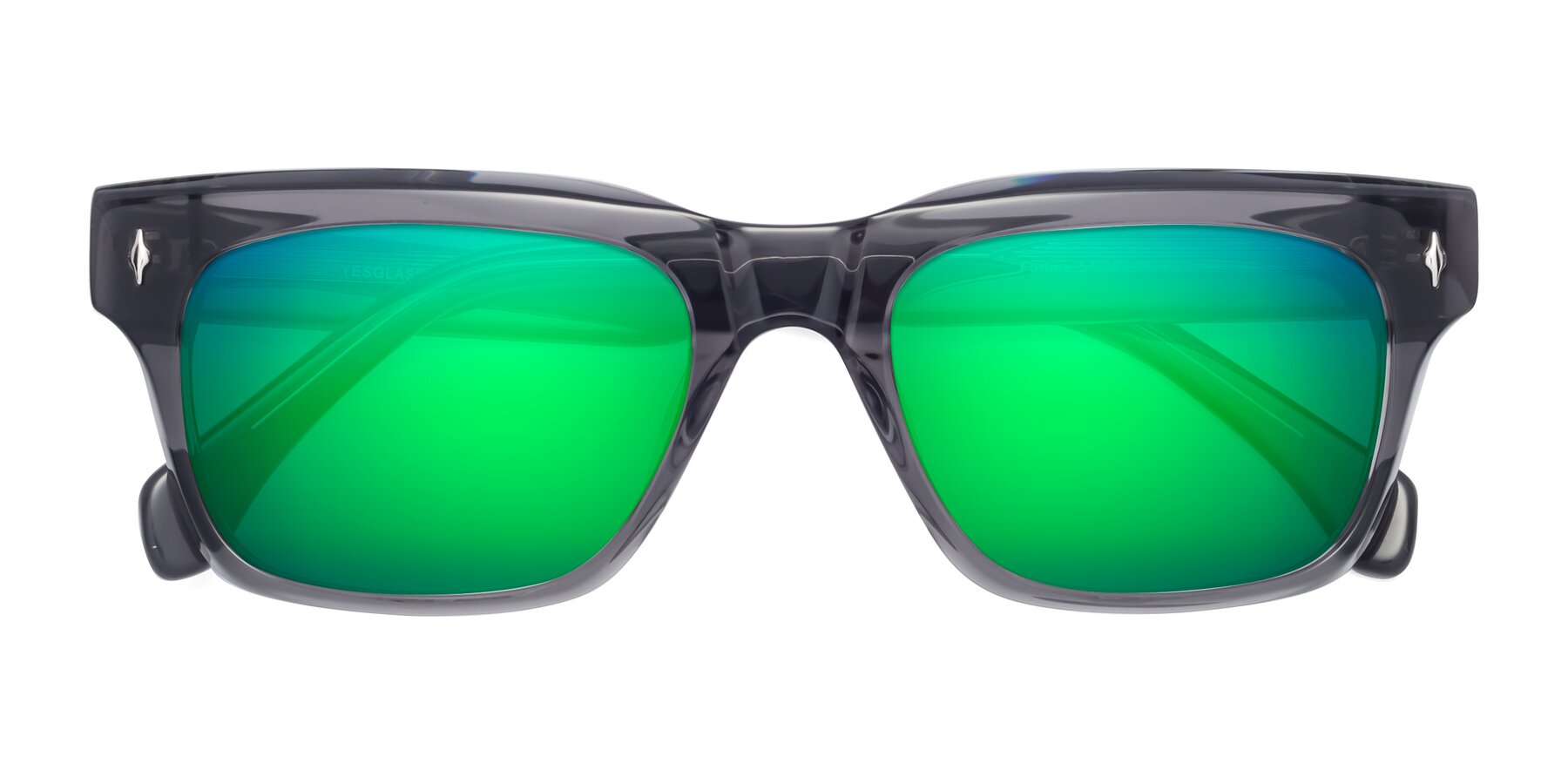 Folded Front of Forbes in Gray with Green Mirrored Lenses