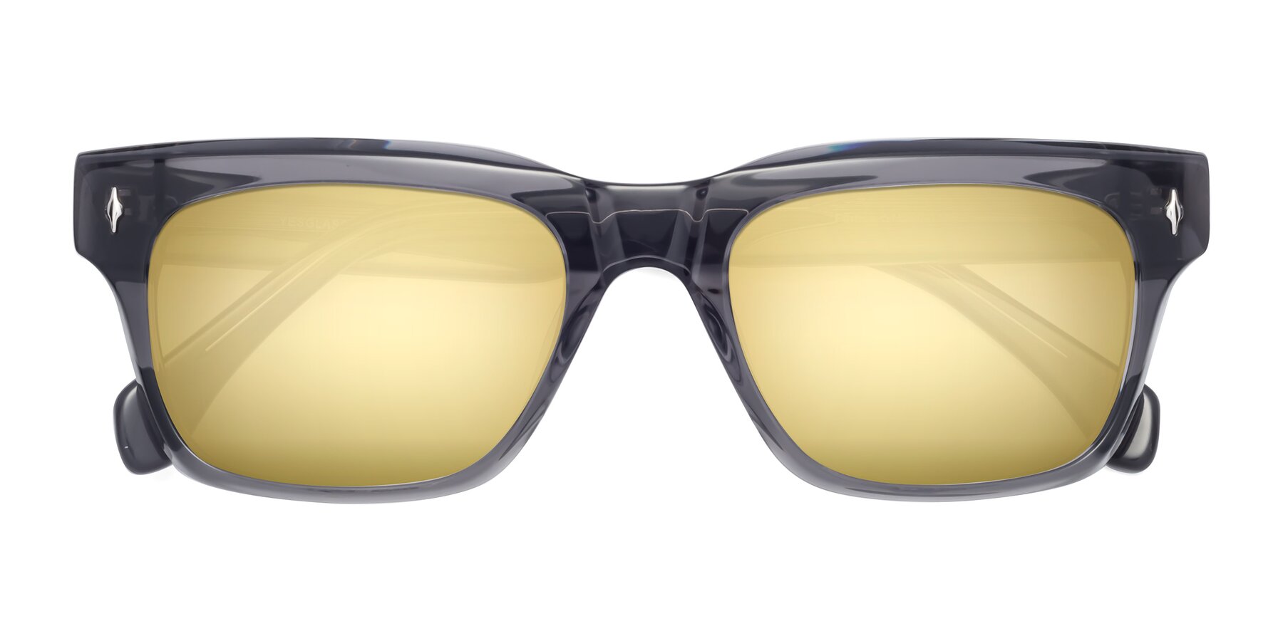 Folded Front of Forbes in Gray with Gold Mirrored Lenses