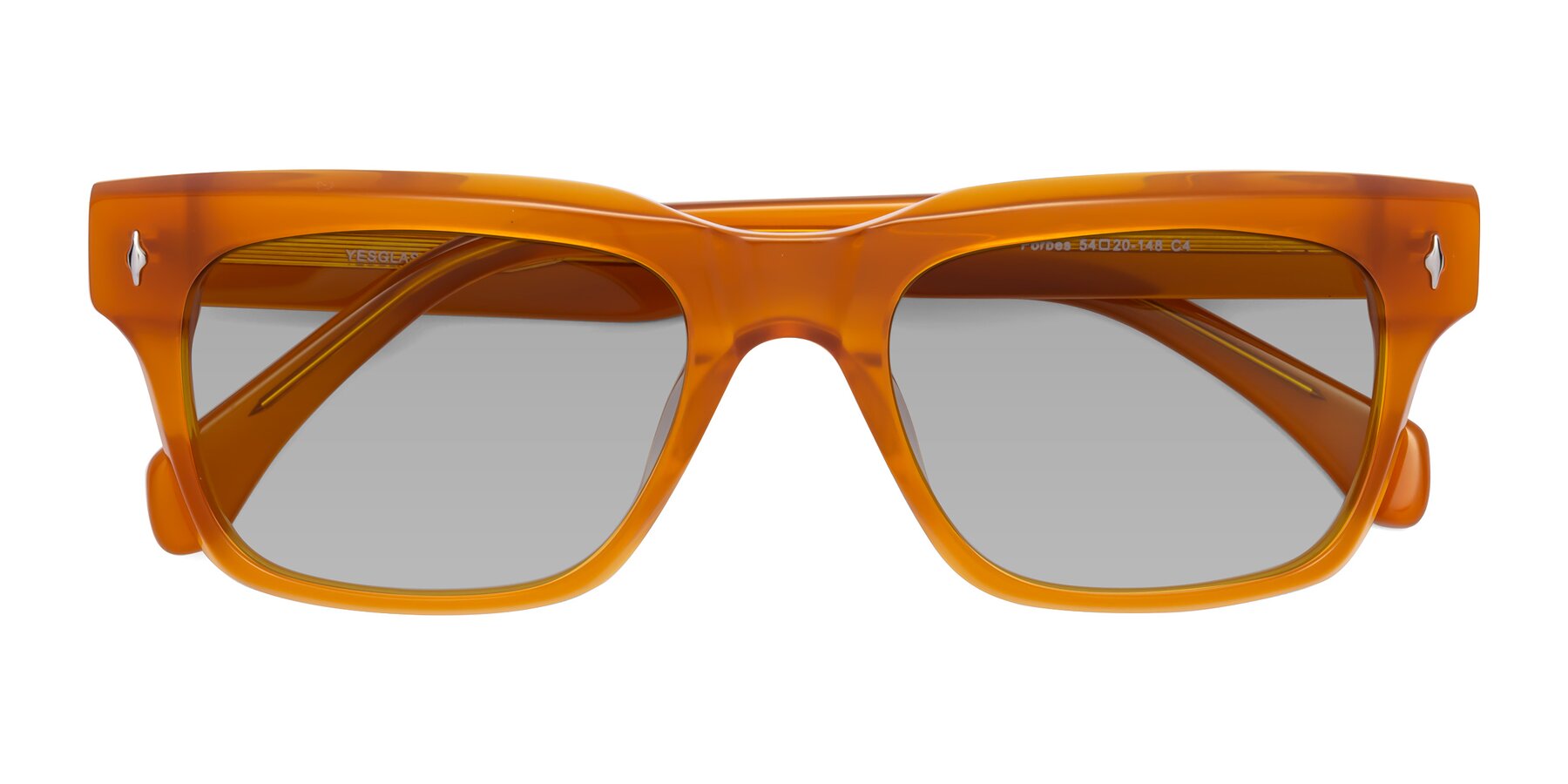 Folded Front of Forbes in Pumpkin with Light Gray Tinted Lenses