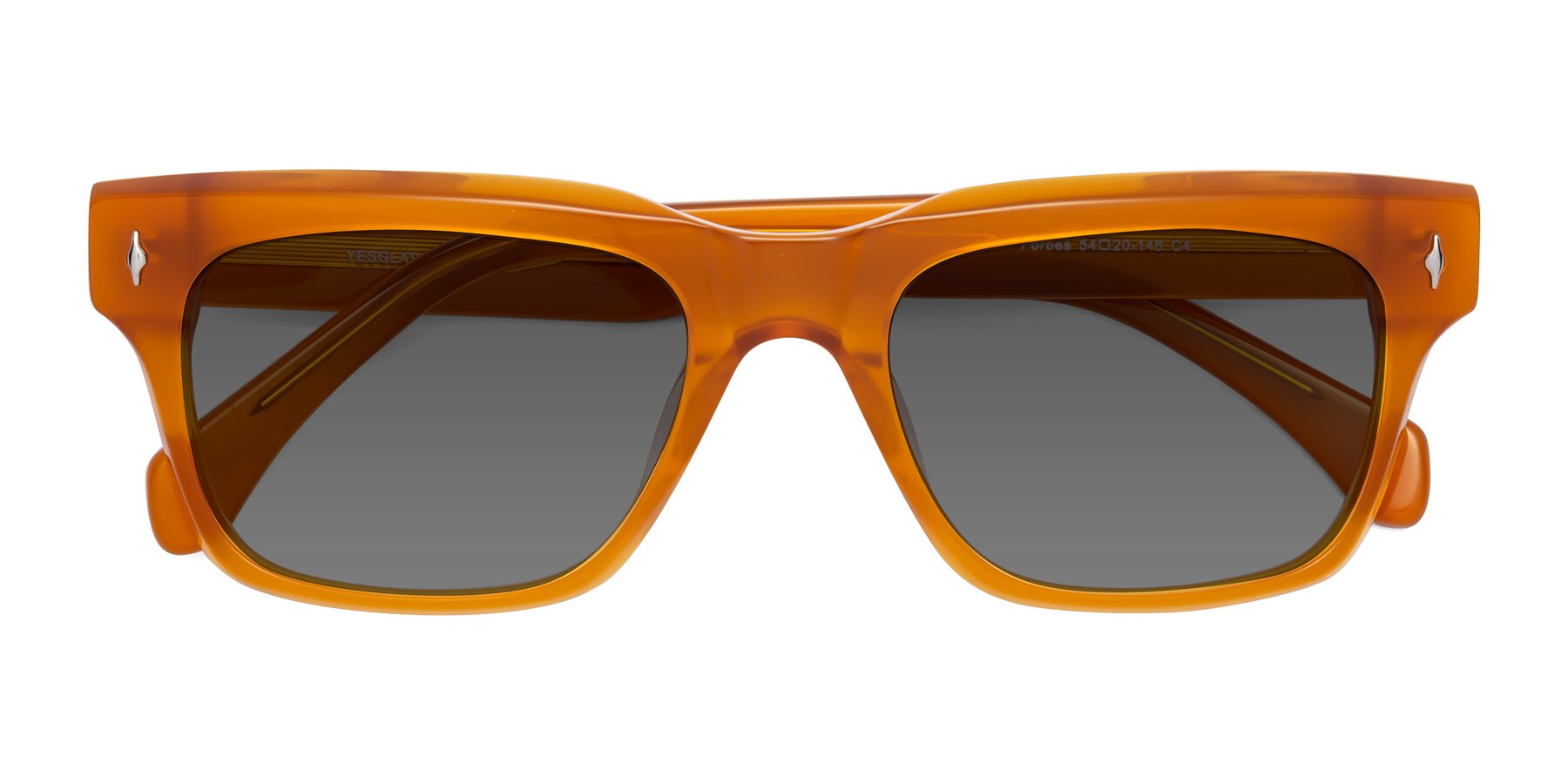 Folded Front of Forbes in Pumpkin with Medium Gray Tinted Lenses