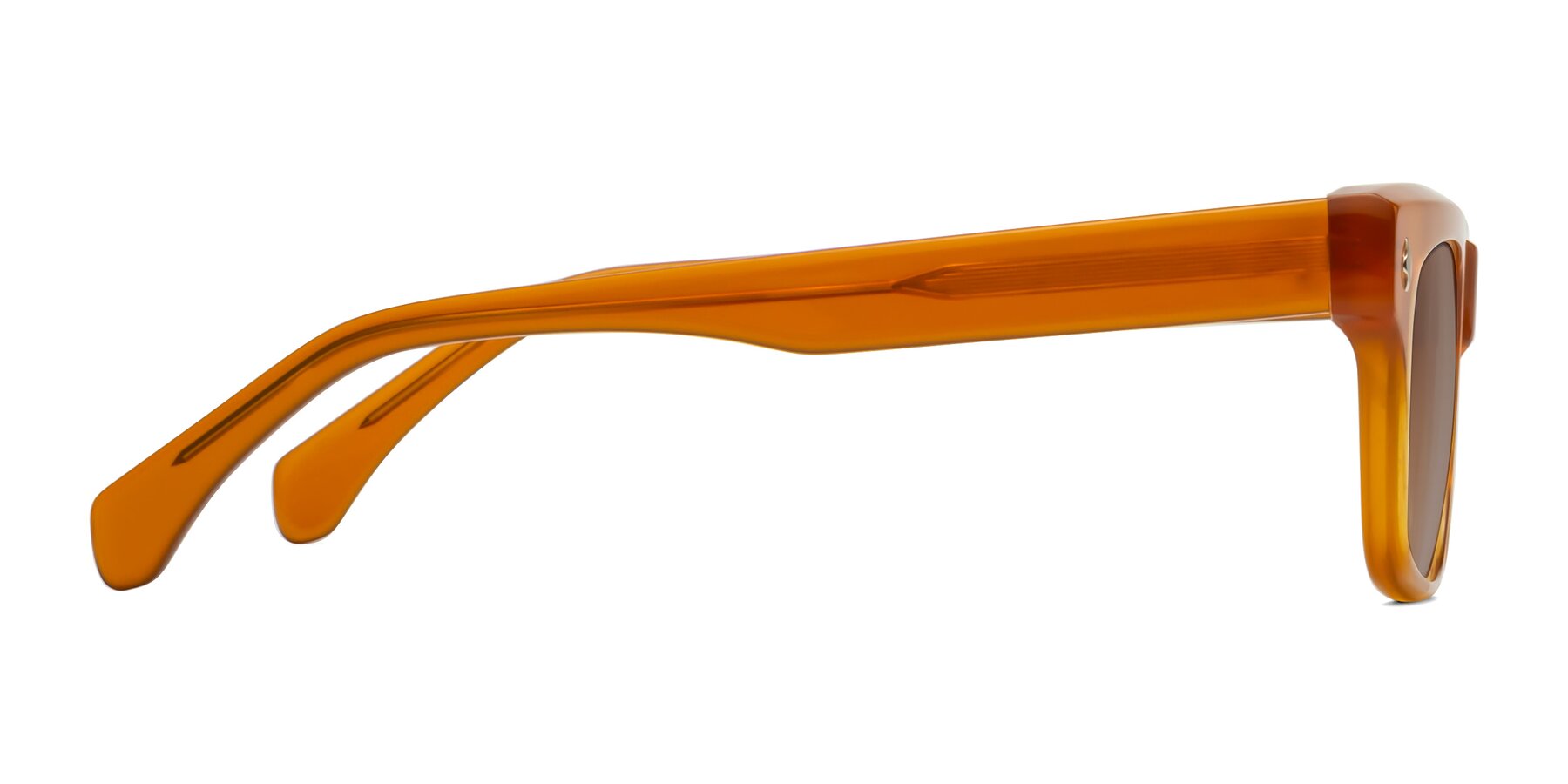 Side of Forbes in Pumpkin with Medium Brown Tinted Lenses