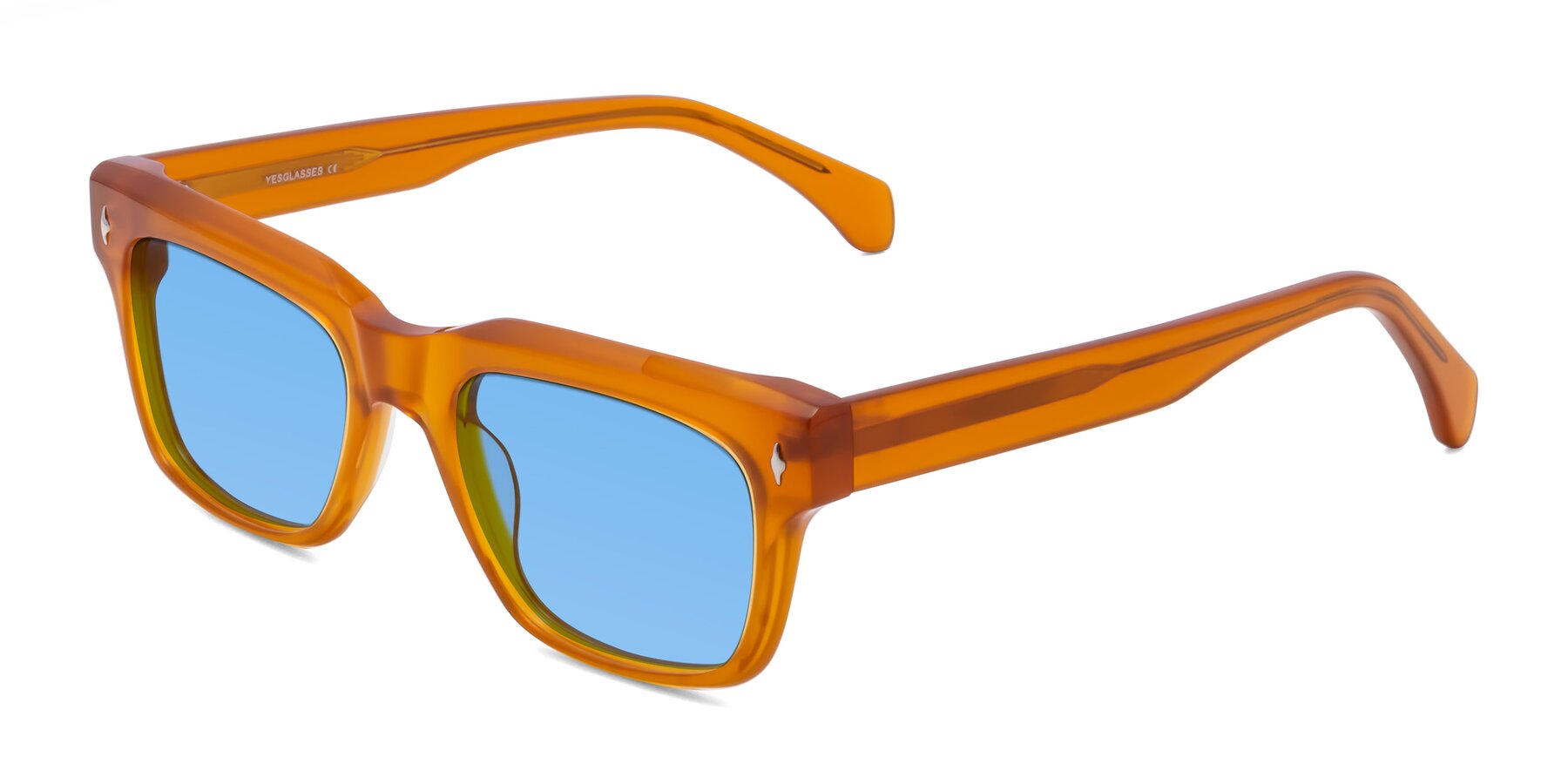 Angle of Forbes in Pumpkin with Medium Blue Tinted Lenses