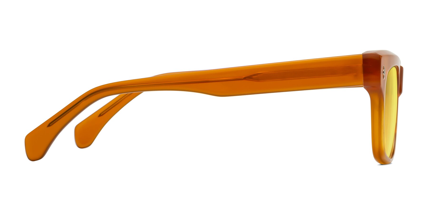 Side of Forbes in Pumpkin with Medium Yellow Tinted Lenses