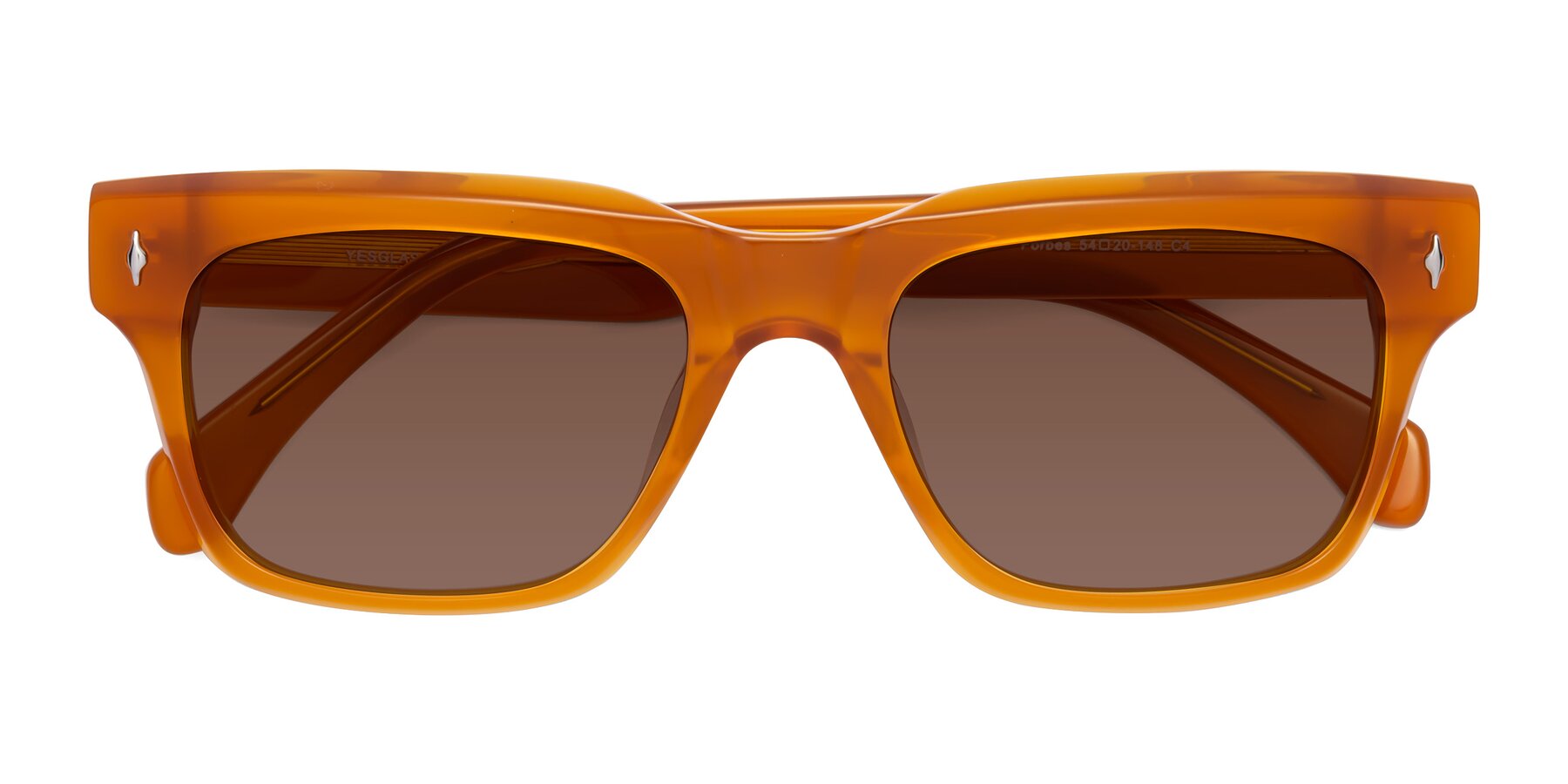 Folded Front of Forbes in Pumpkin with Brown Tinted Lenses