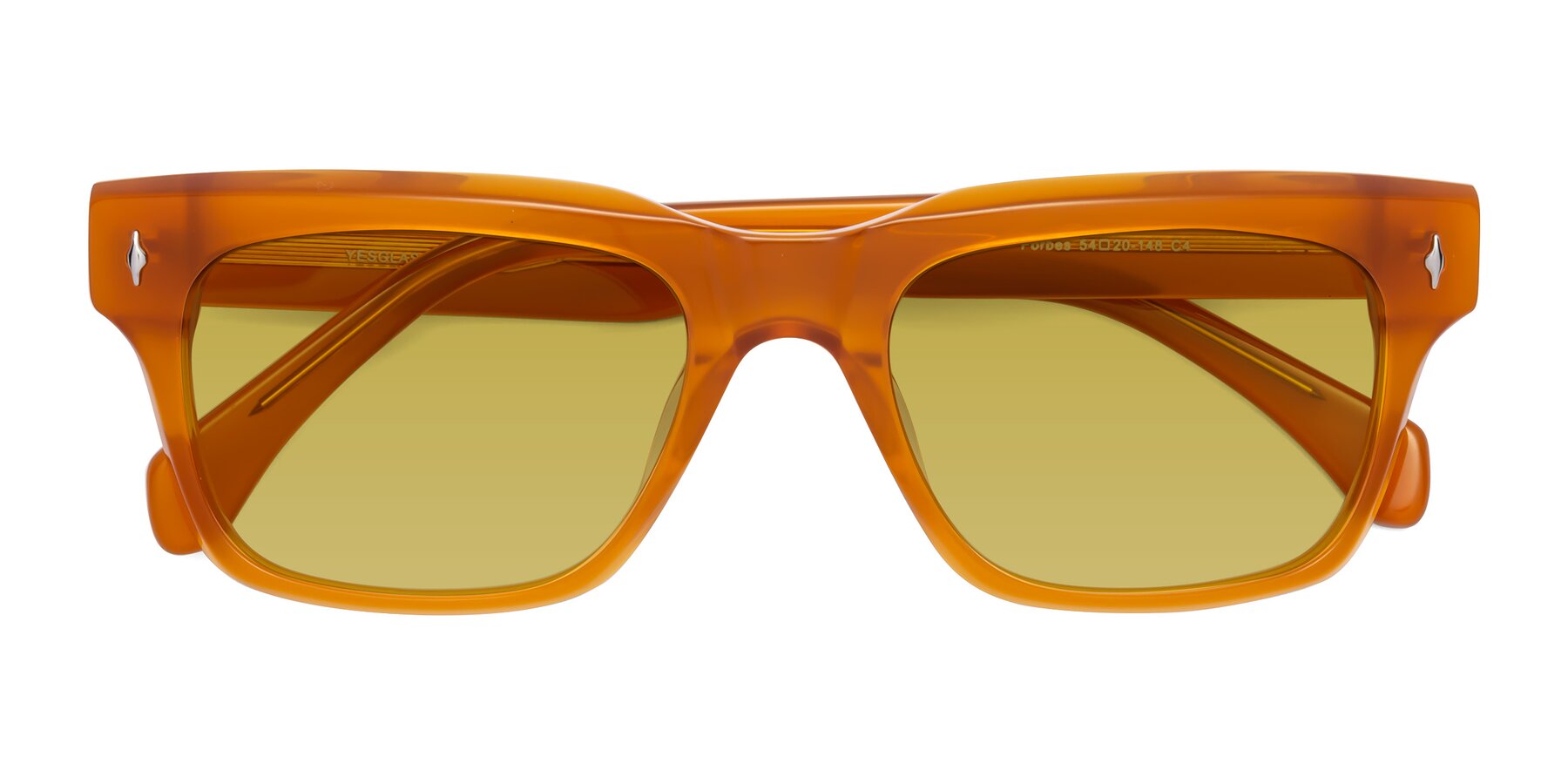 Folded Front of Forbes in Pumpkin with Champagne Tinted Lenses