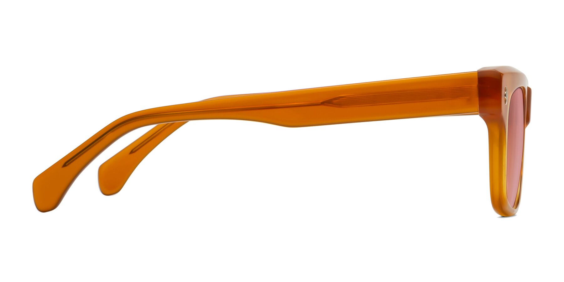 Side of Forbes in Pumpkin with Medium Garnet Tinted Lenses