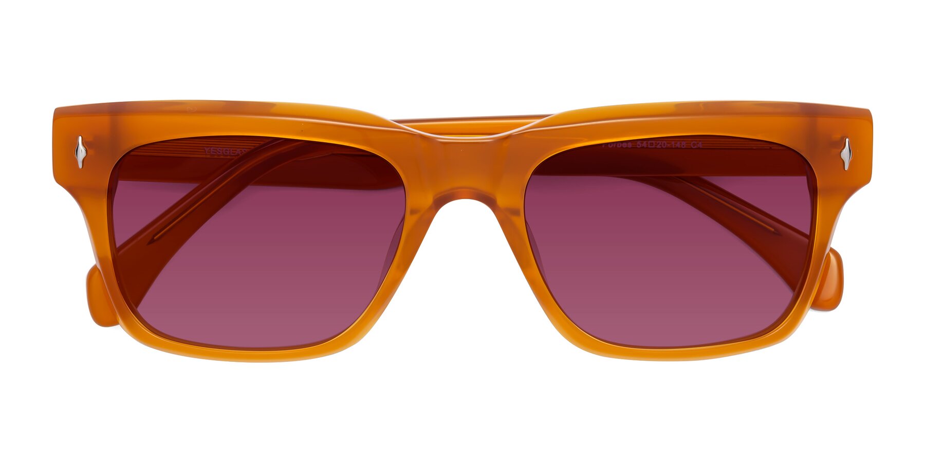 Folded Front of Forbes in Pumpkin with Wine Tinted Lenses