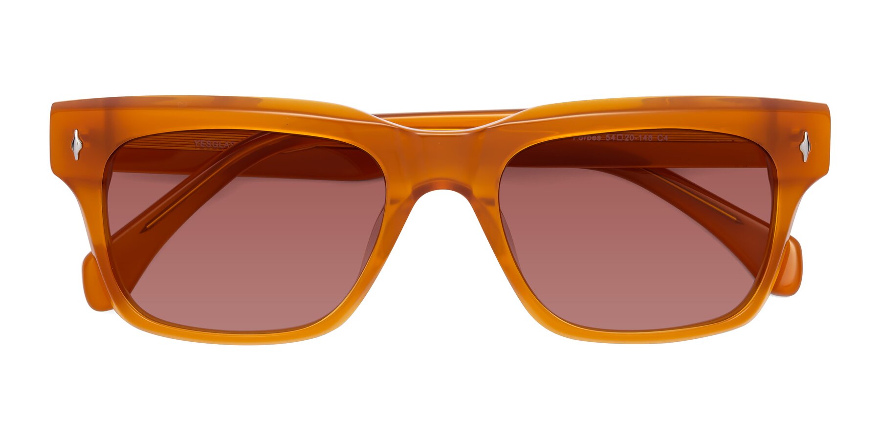 Folded Front of Forbes in Pumpkin with Garnet Tinted Lenses