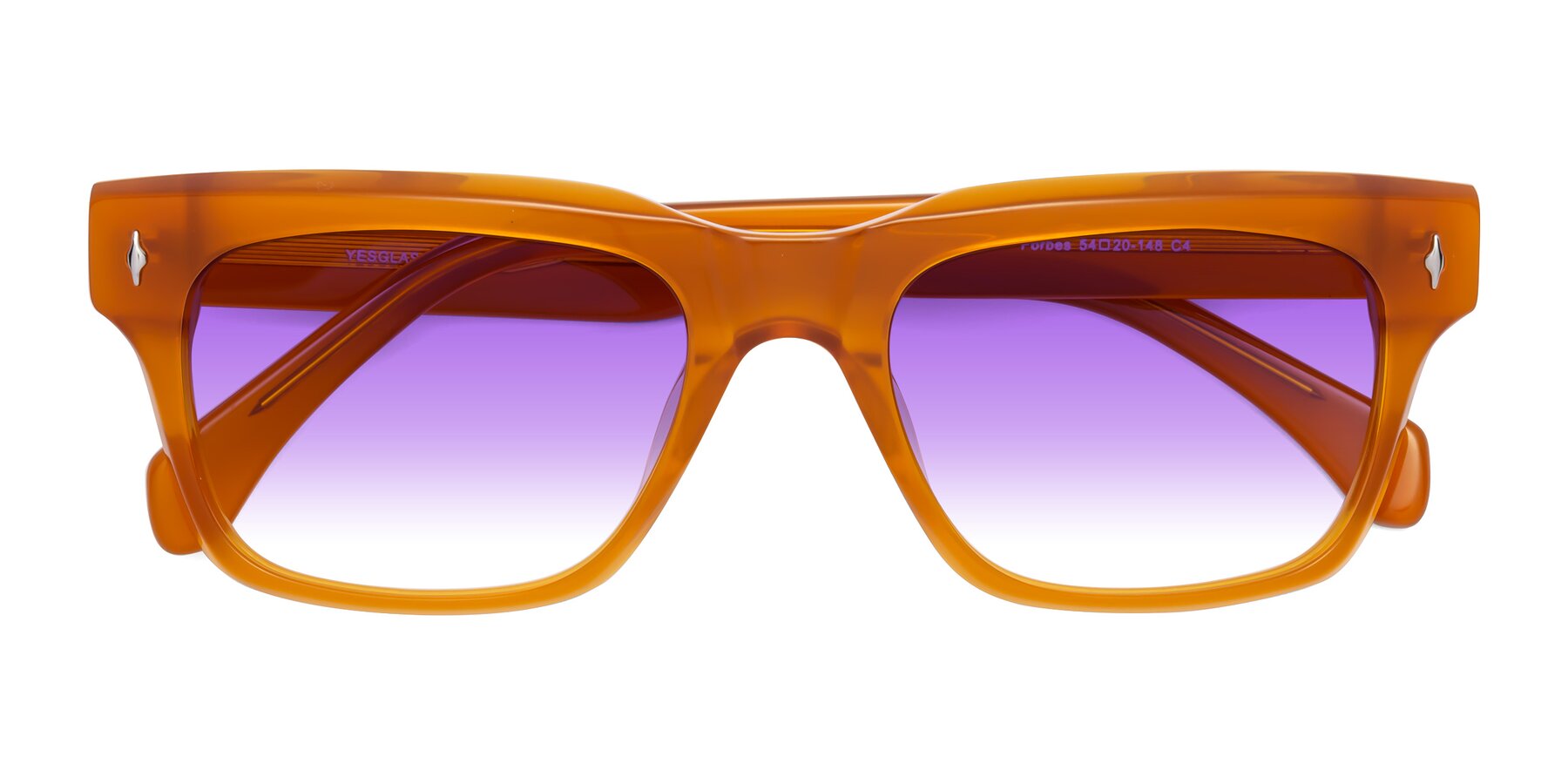 Folded Front of Forbes in Pumpkin with Purple Gradient Lenses