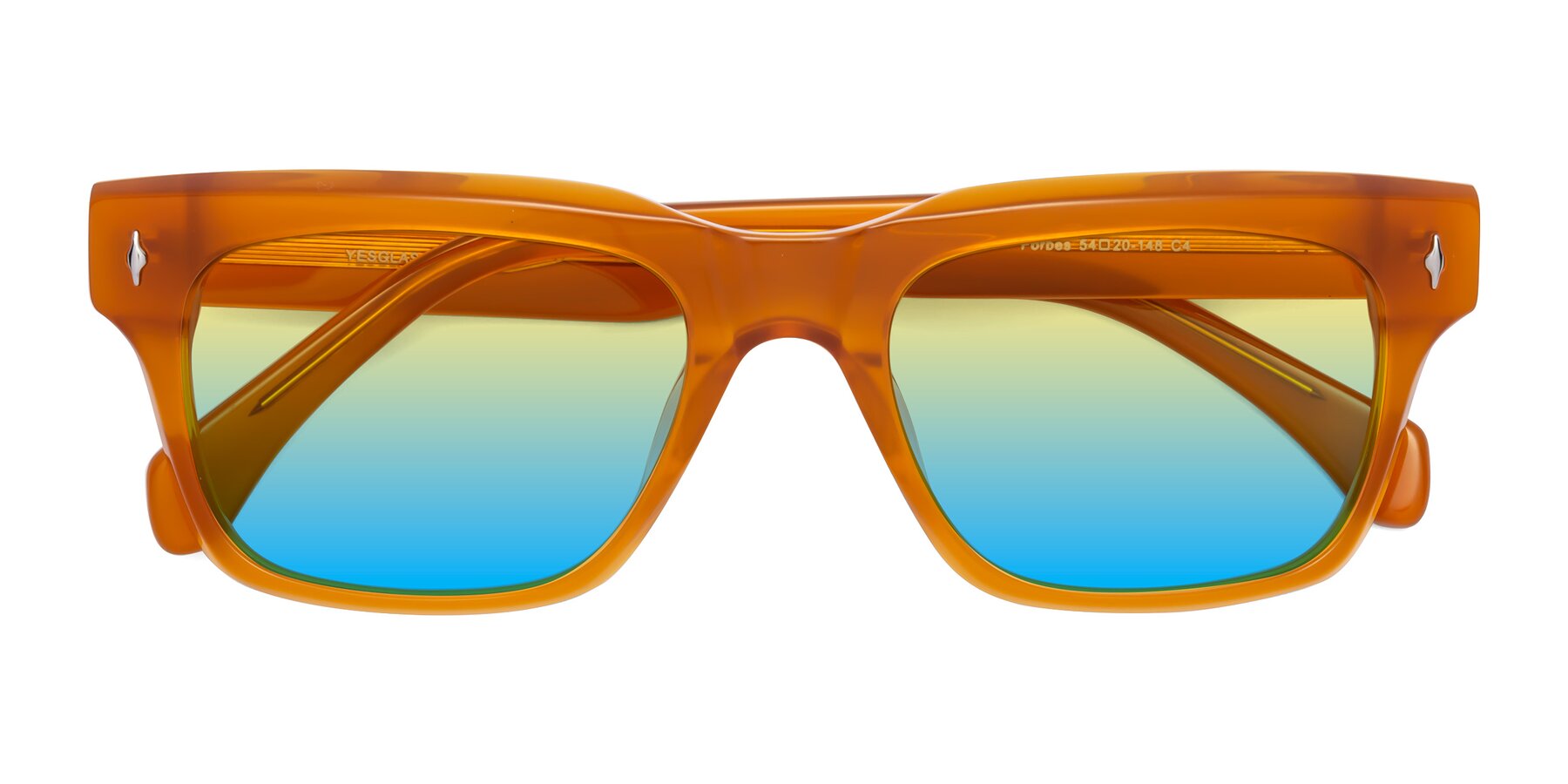 Folded Front of Forbes in Pumpkin with Yellow / Blue Gradient Lenses