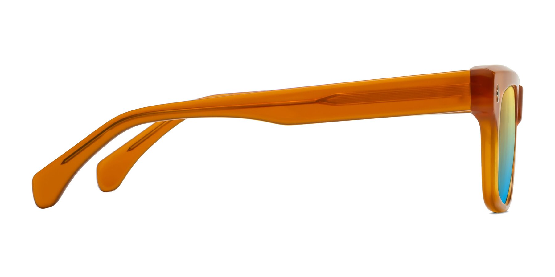 Side of Forbes in Pumpkin with Yellow / Blue Gradient Lenses