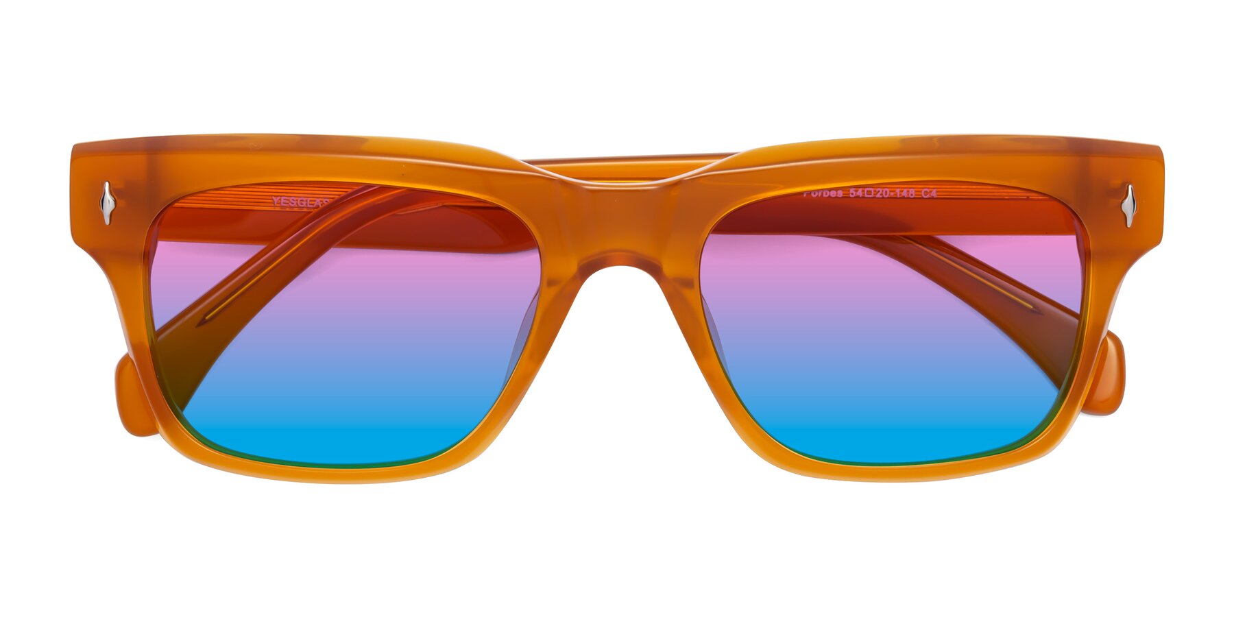 Folded Front of Forbes in Pumpkin with Pink / Blue Gradient Lenses