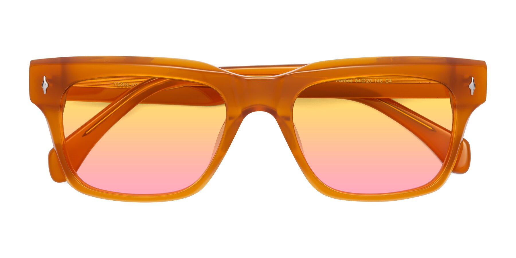 Folded Front of Forbes in Pumpkin with Yellow / Pink Gradient Lenses