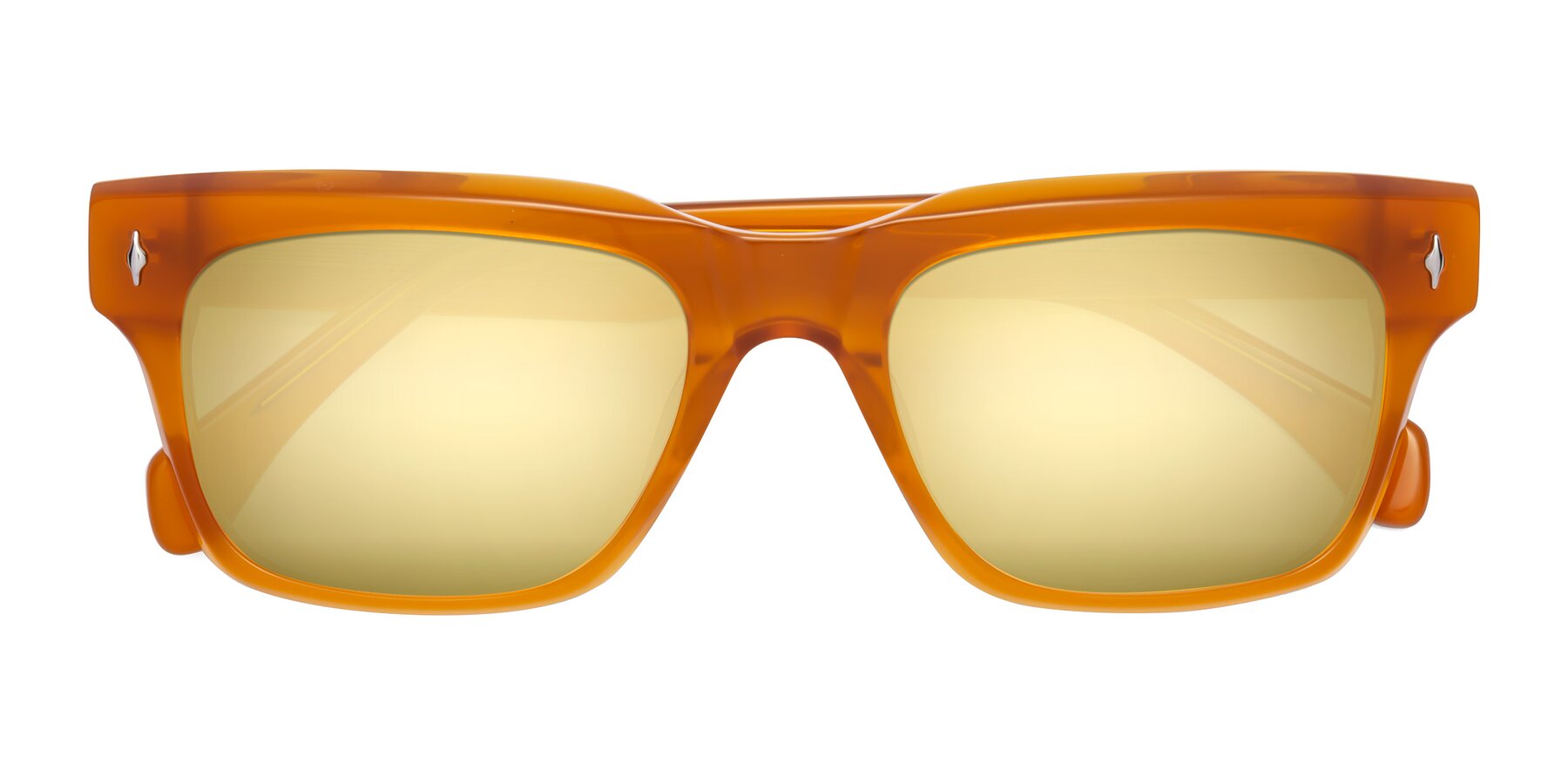 Folded Front of Forbes in Pumpkin with Gold Mirrored Lenses
