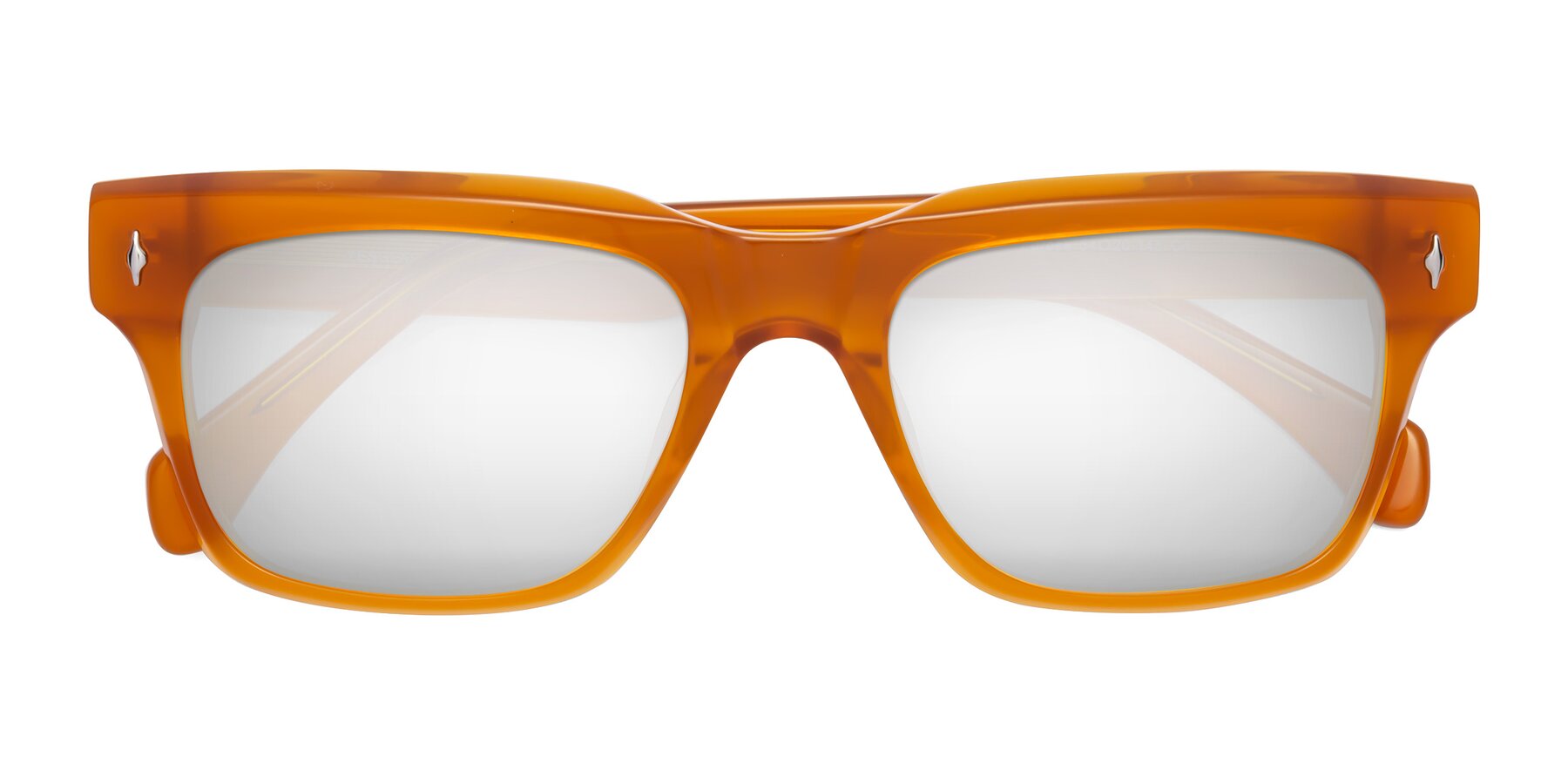 Folded Front of Forbes in Pumpkin with Silver Mirrored Lenses