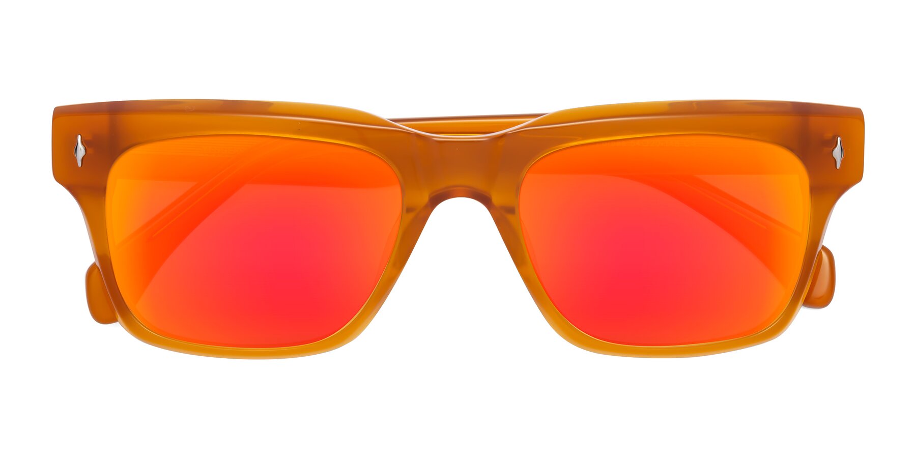 Folded Front of Forbes in Pumpkin with Red Gold Mirrored Lenses