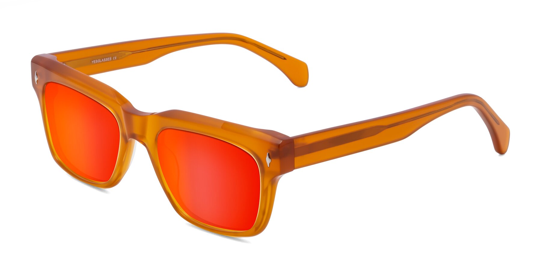 Angle of Forbes in Pumpkin with Red Gold Mirrored Lenses