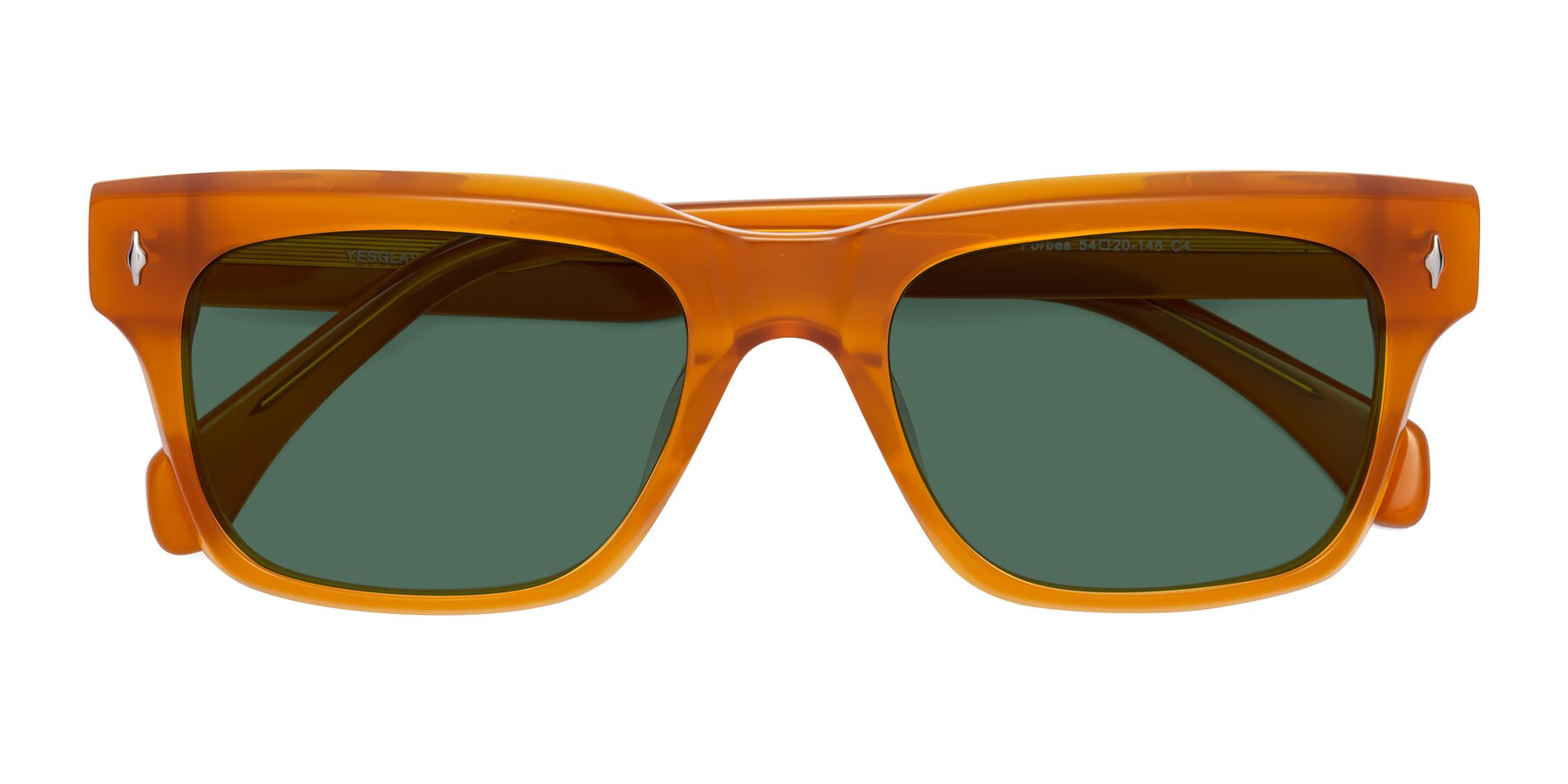 Folded Front of Forbes in Pumpkin with Green Polarized Lenses