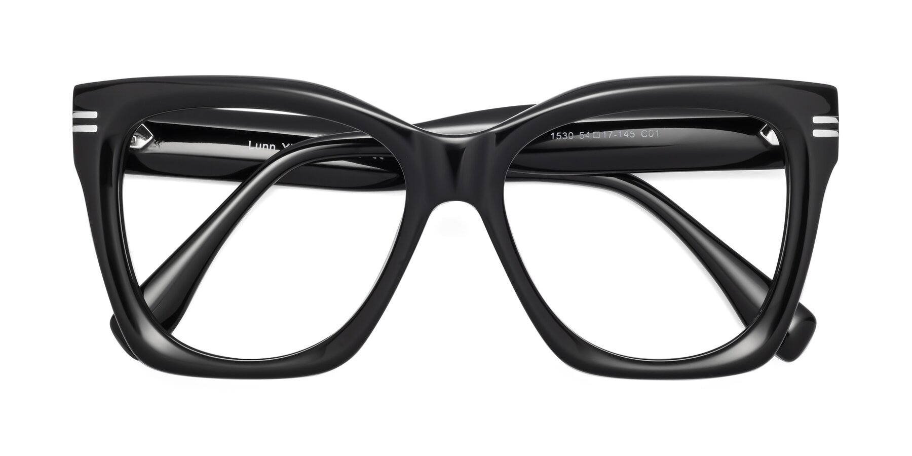 Folded Front of Lunn in Black with Clear Reading Eyeglass Lenses