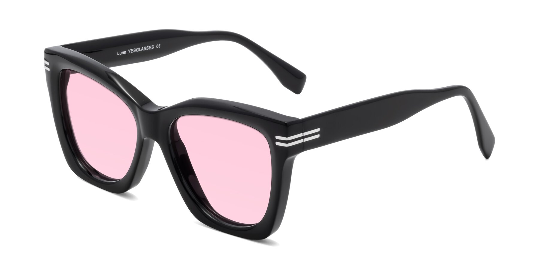 Angle of Lunn in Black with Light Pink Tinted Lenses