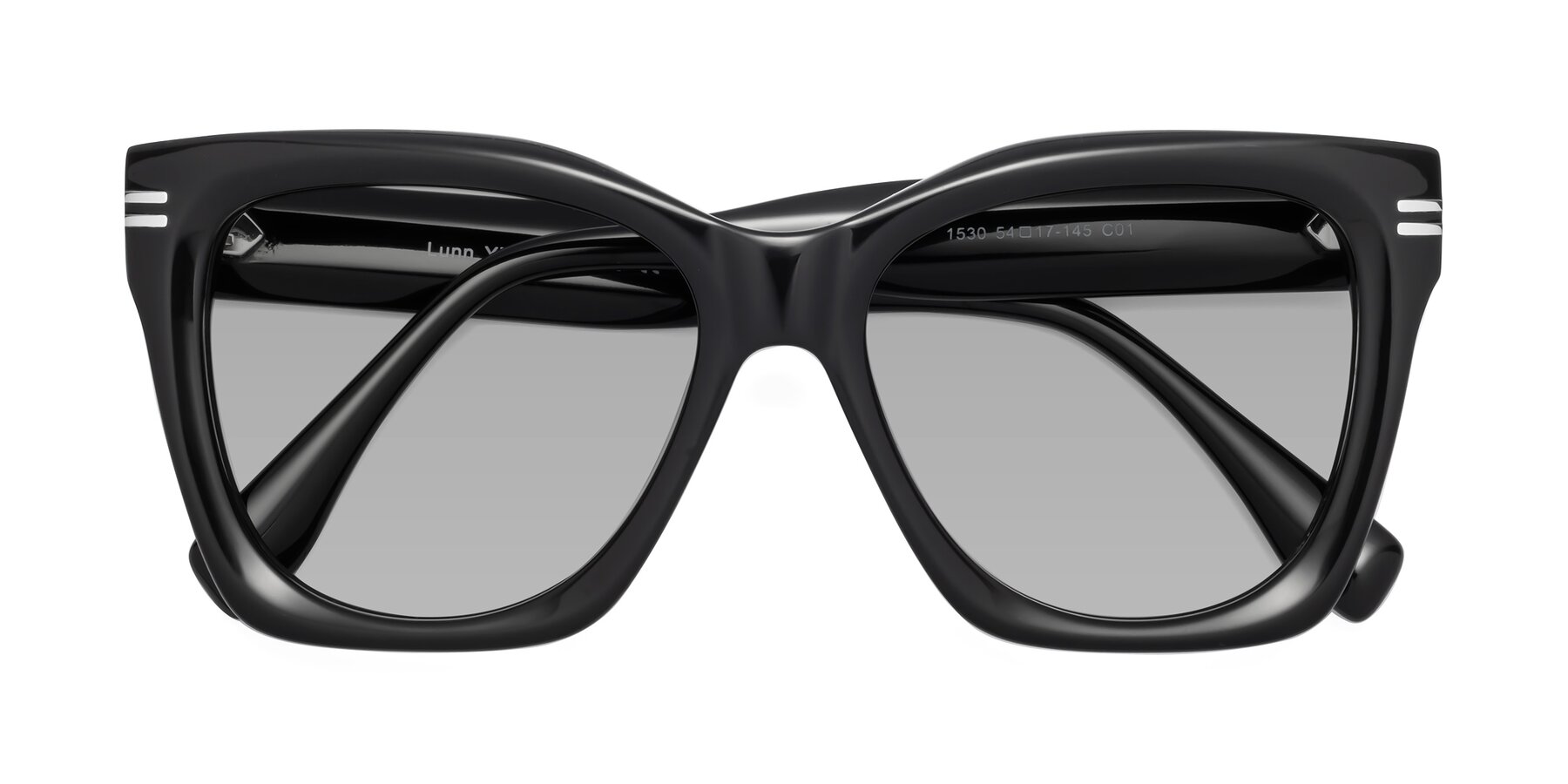 Folded Front of Lunn in Black with Light Gray Tinted Lenses