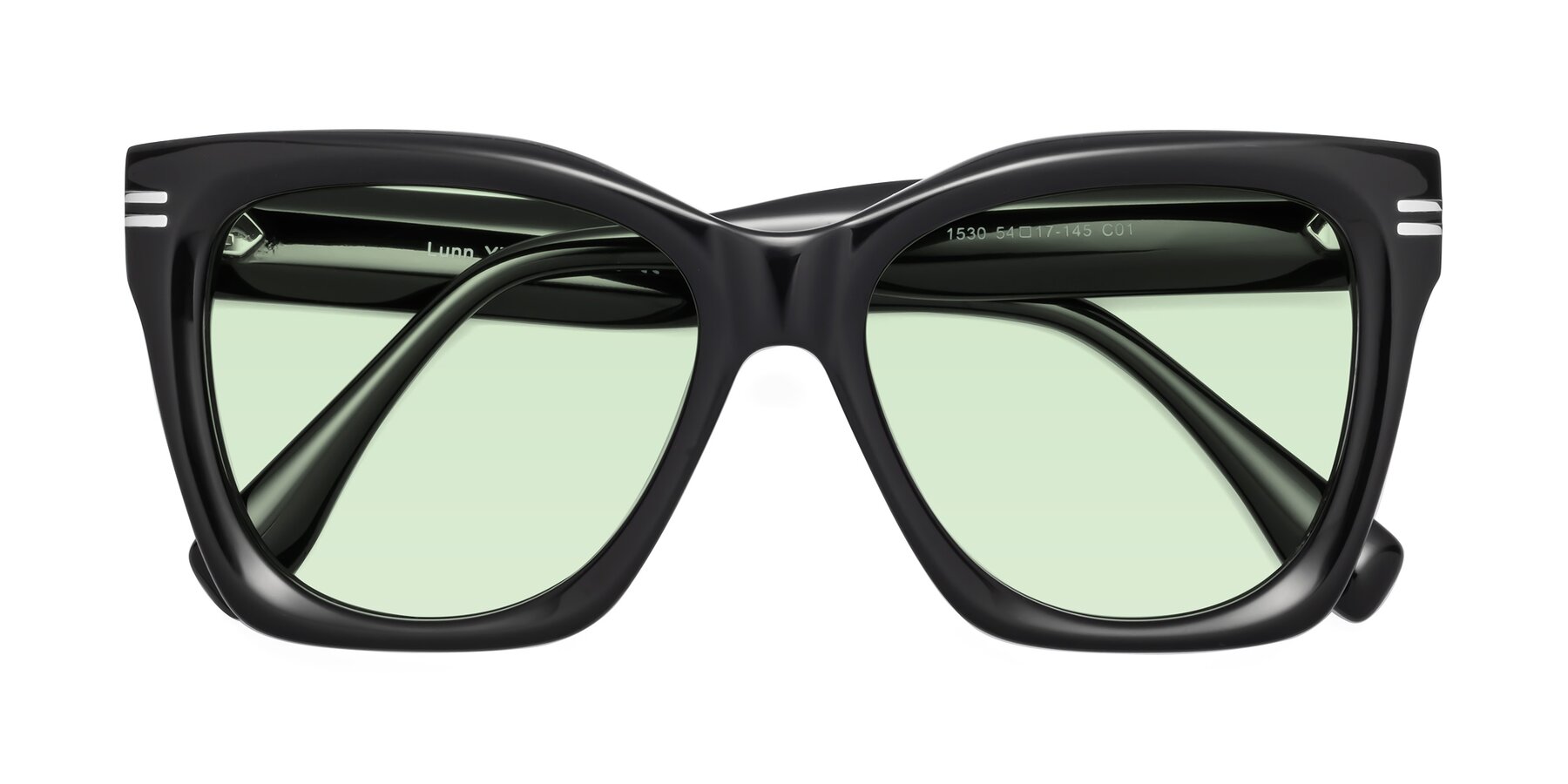 Folded Front of Lunn in Black with Light Green Tinted Lenses