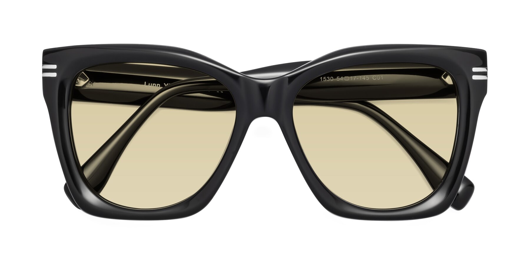 Folded Front of Lunn in Black with Light Champagne Tinted Lenses