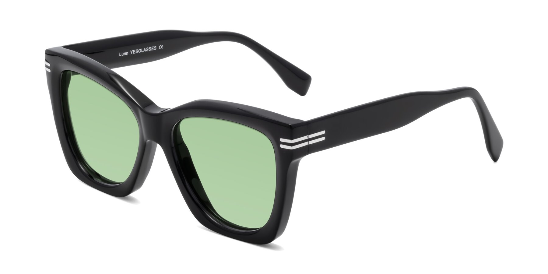 Angle of Lunn in Black with Medium Green Tinted Lenses