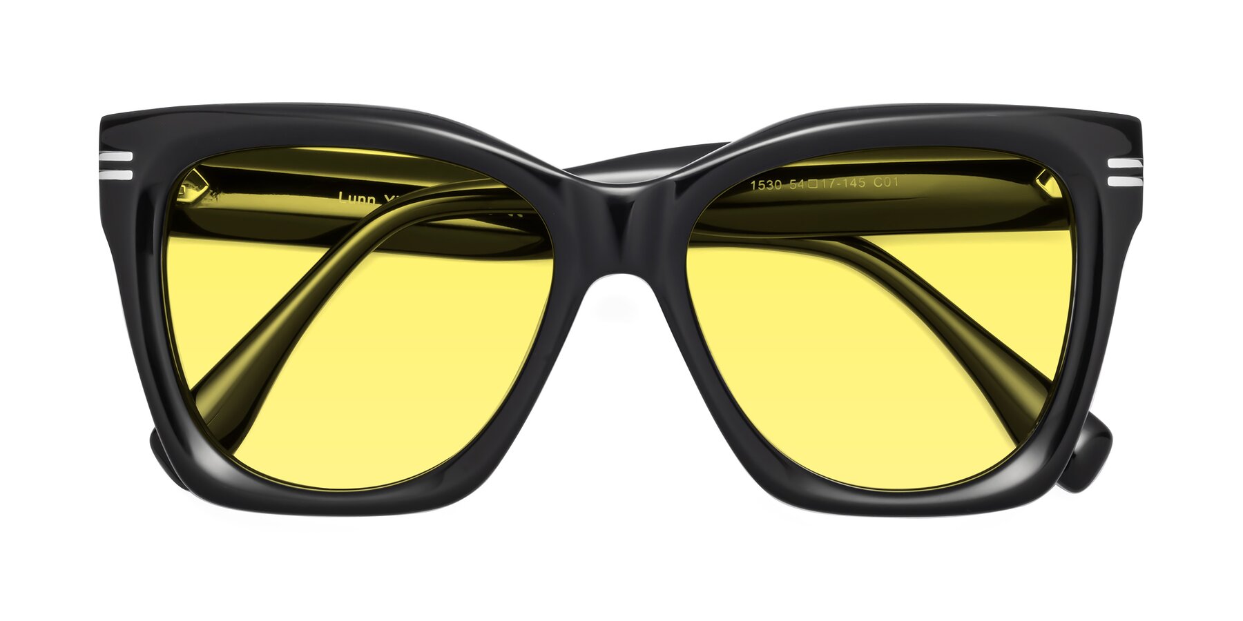 Folded Front of Lunn in Black with Medium Yellow Tinted Lenses