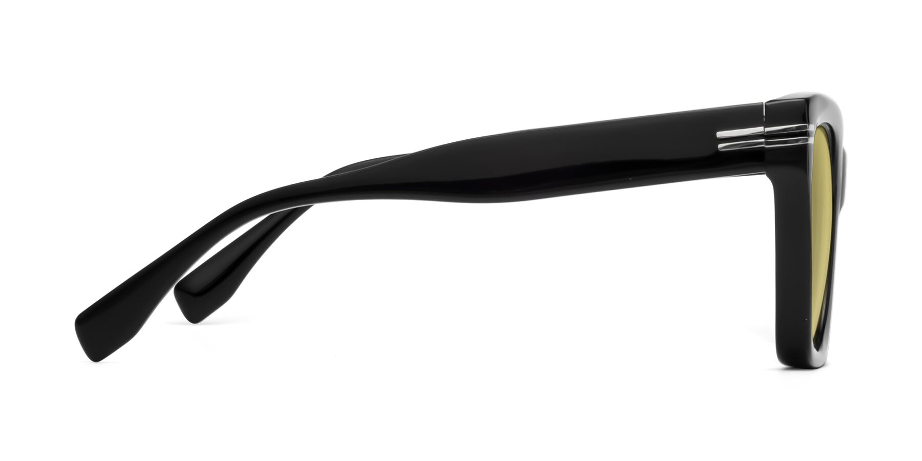 Side of Lunn in Black with Medium Champagne Tinted Lenses