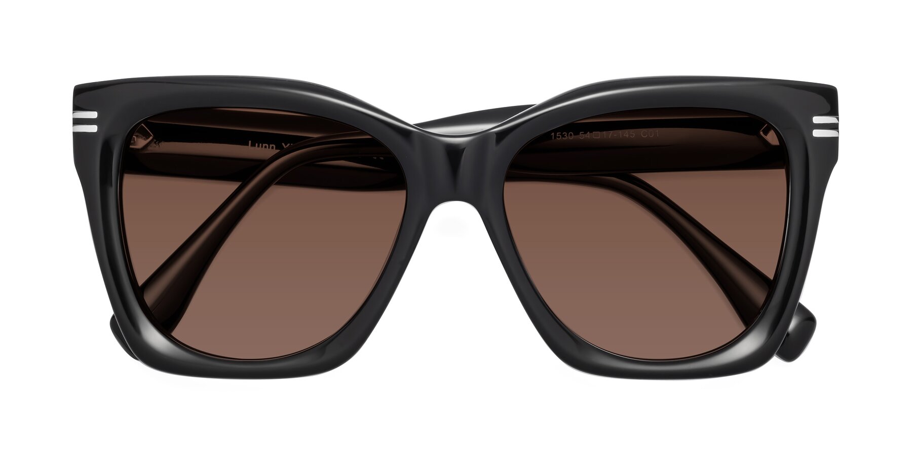 Folded Front of Lunn in Black with Brown Tinted Lenses