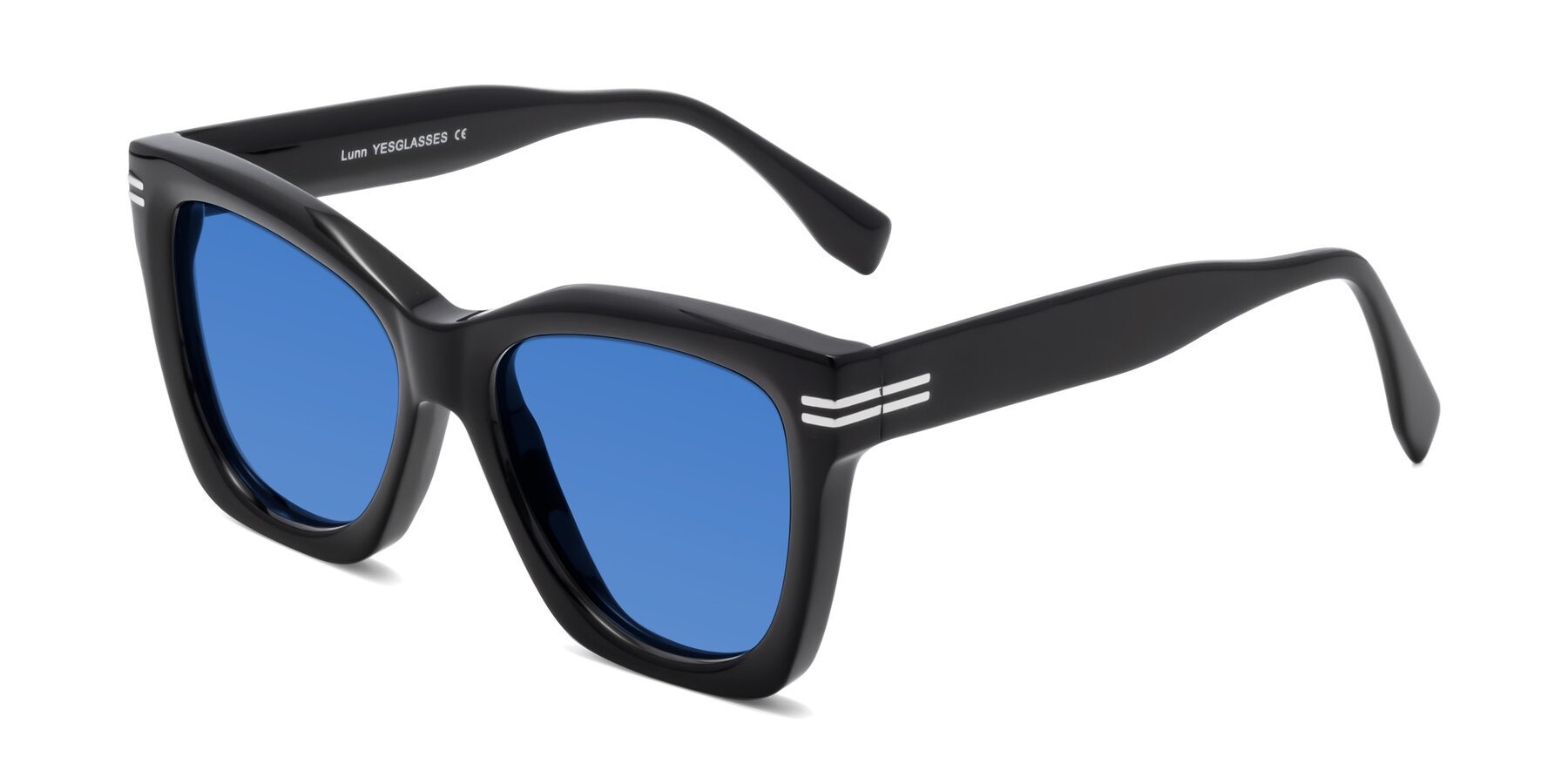 Angle of Lunn in Black with Blue Tinted Lenses