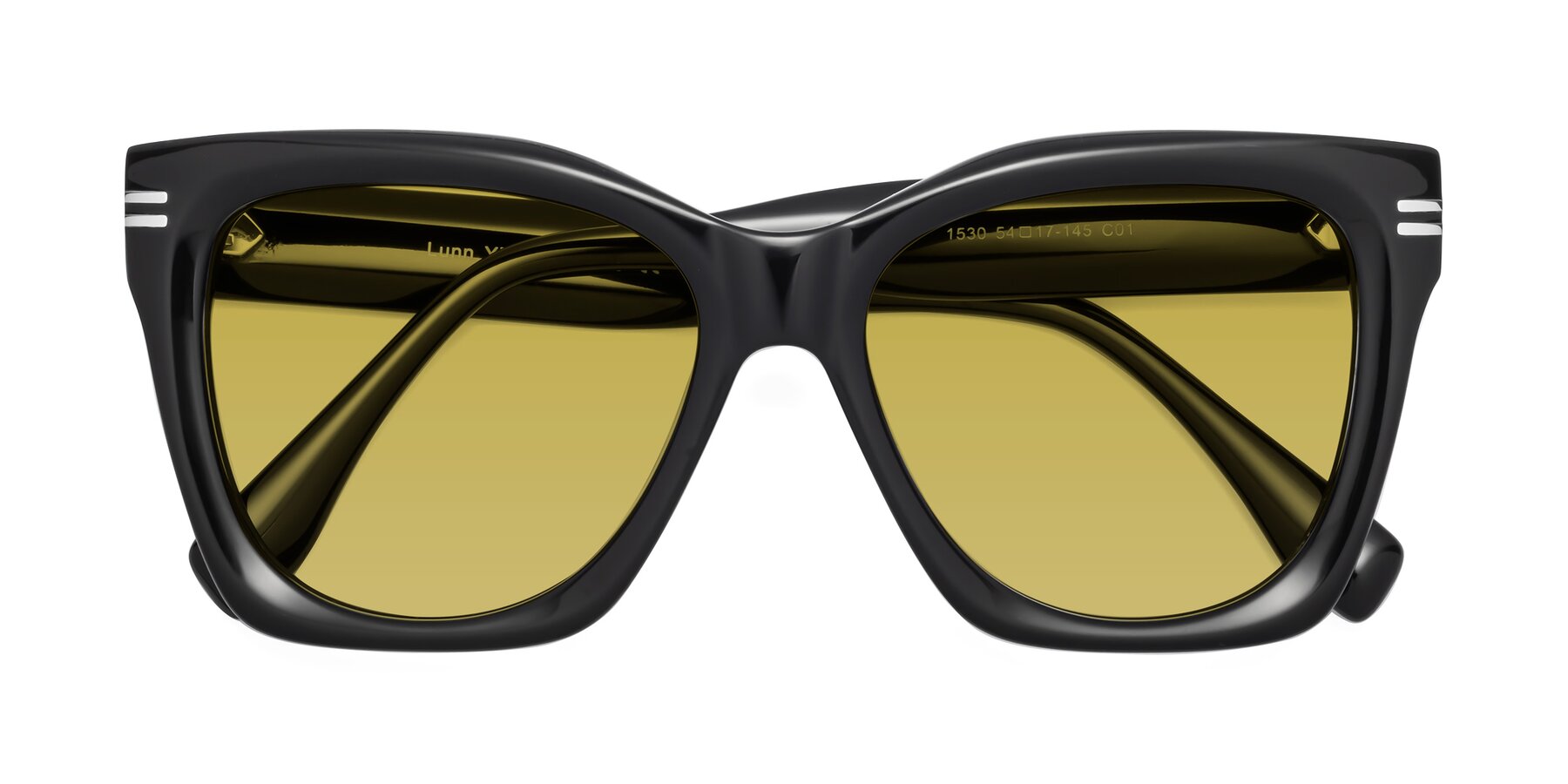 Folded Front of Lunn in Black with Champagne Tinted Lenses