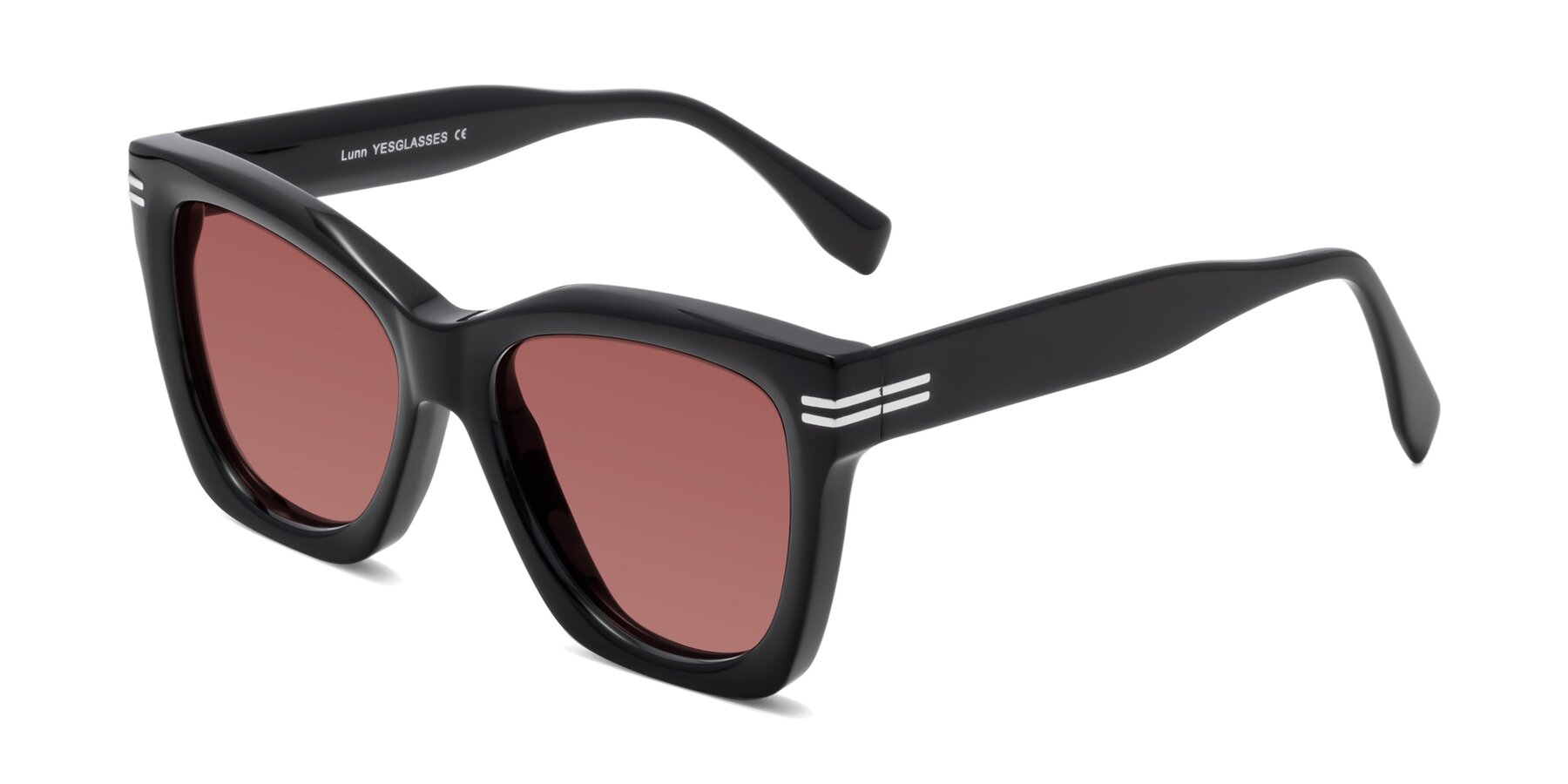 Angle of Lunn in Black with Garnet Tinted Lenses